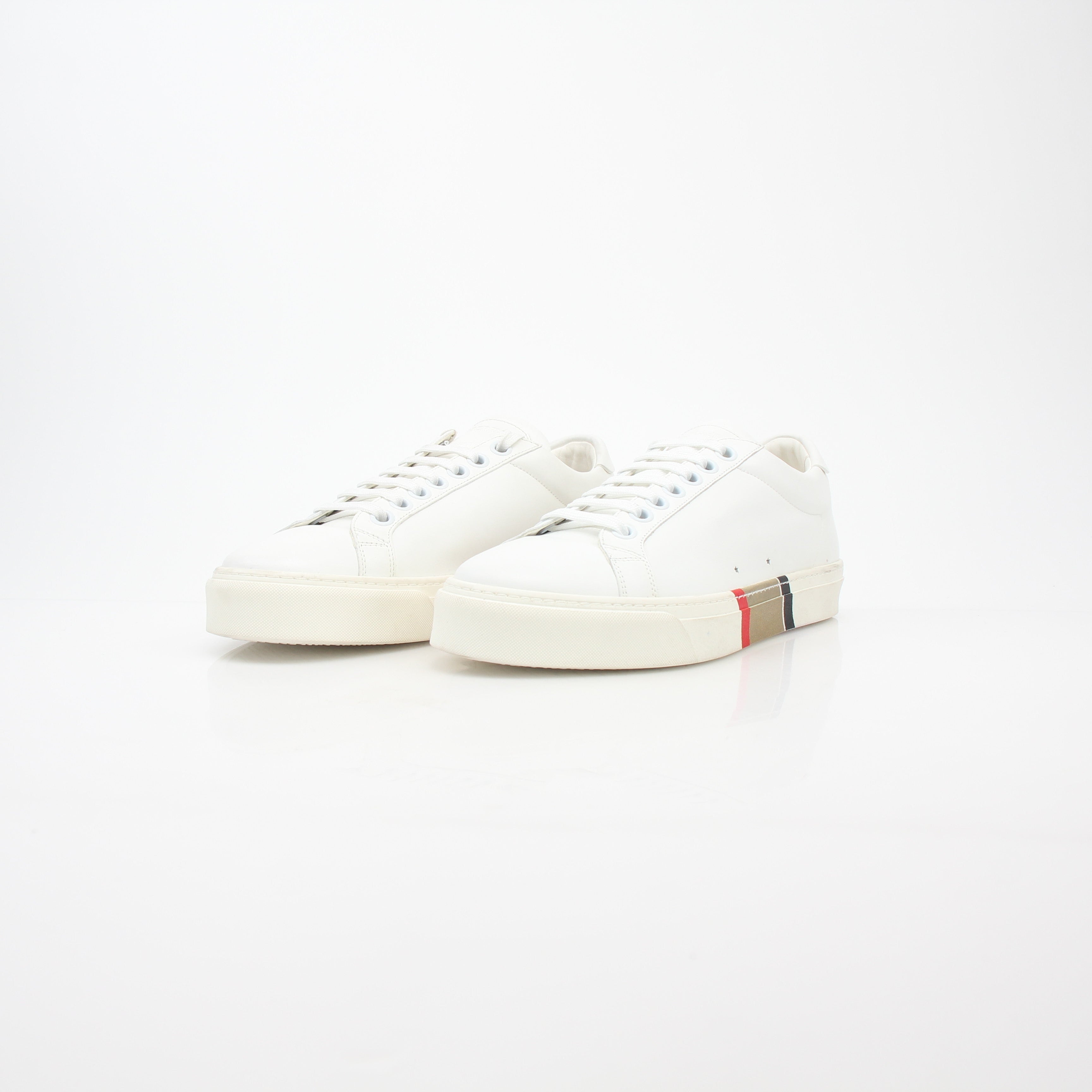 Burberry White Rangleton Low-Top Sneakers