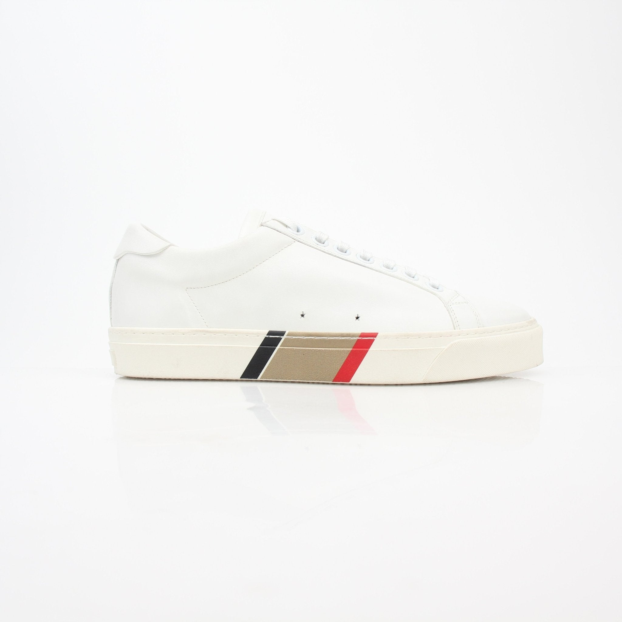 Gold & Beyond white Burberry Rangleton low-top sneakers with stylish design and lace-up closure.