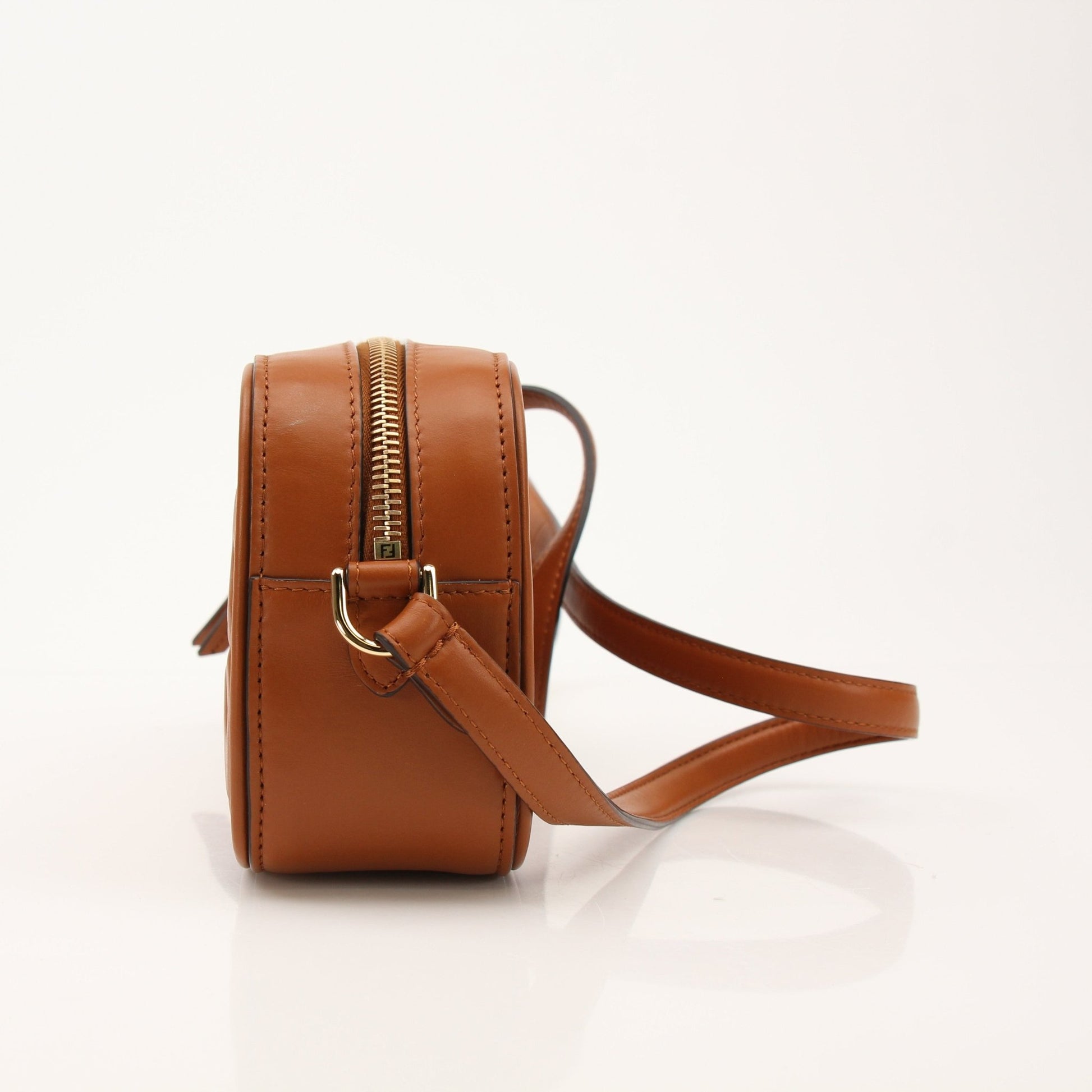 Brown Fendi camera bag wallet by Gold & Beyond, featuring textured leather and compact design, perfect for stylish everyday carry.