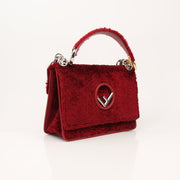 Fendi Kan I F velvet shoulder handbag with gold chain strap and subtle logo detailing, stylish and elegant for everyday use.