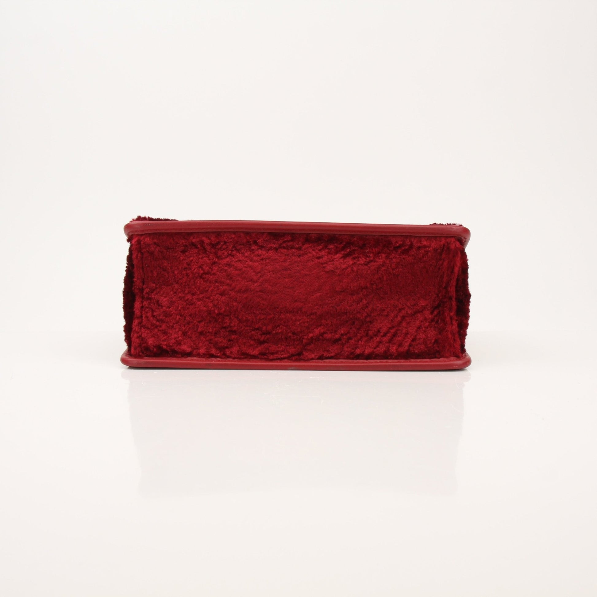 Fendi Kan I F velvet shoulder handbag with gold hardware, featuring a sleek design and luxurious fabric for stylish carrying.
