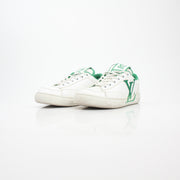 Louis Vuitton White and Green Charlie Low-Top Sneakers