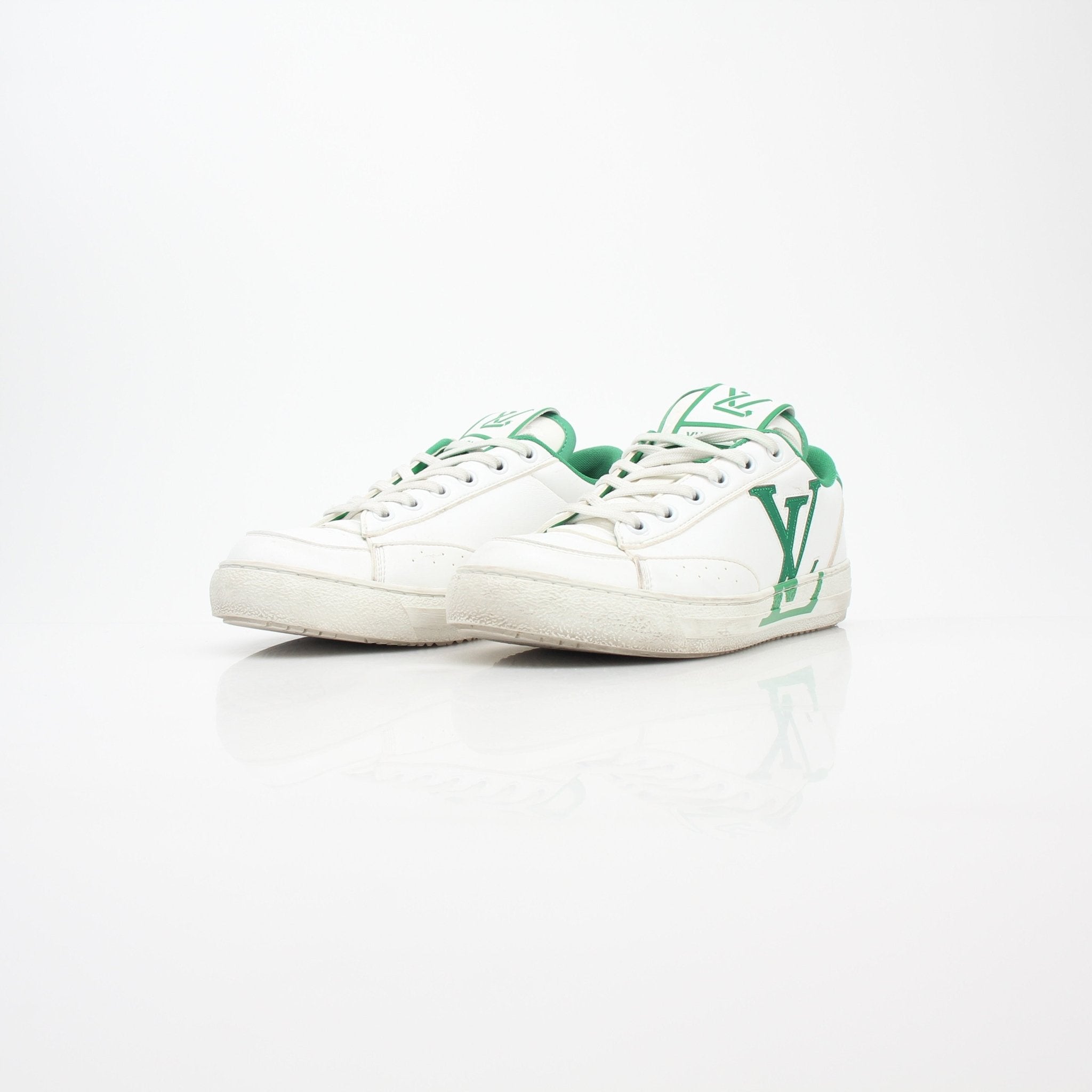 Louis Vuitton White and Green Charlie Low-Top Sneakers