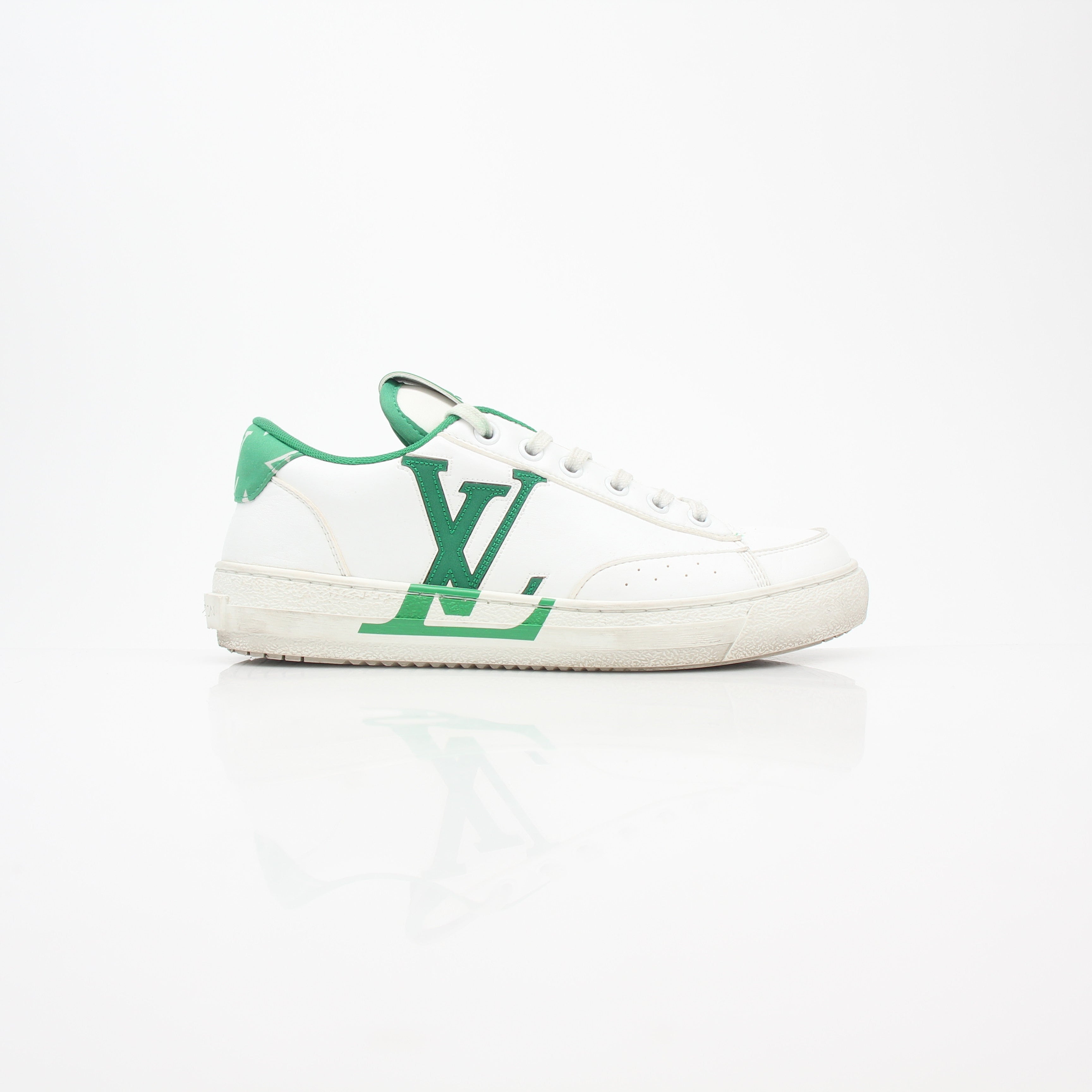 Louis Vuitton White and Green Charlie Low-Top Sneakers