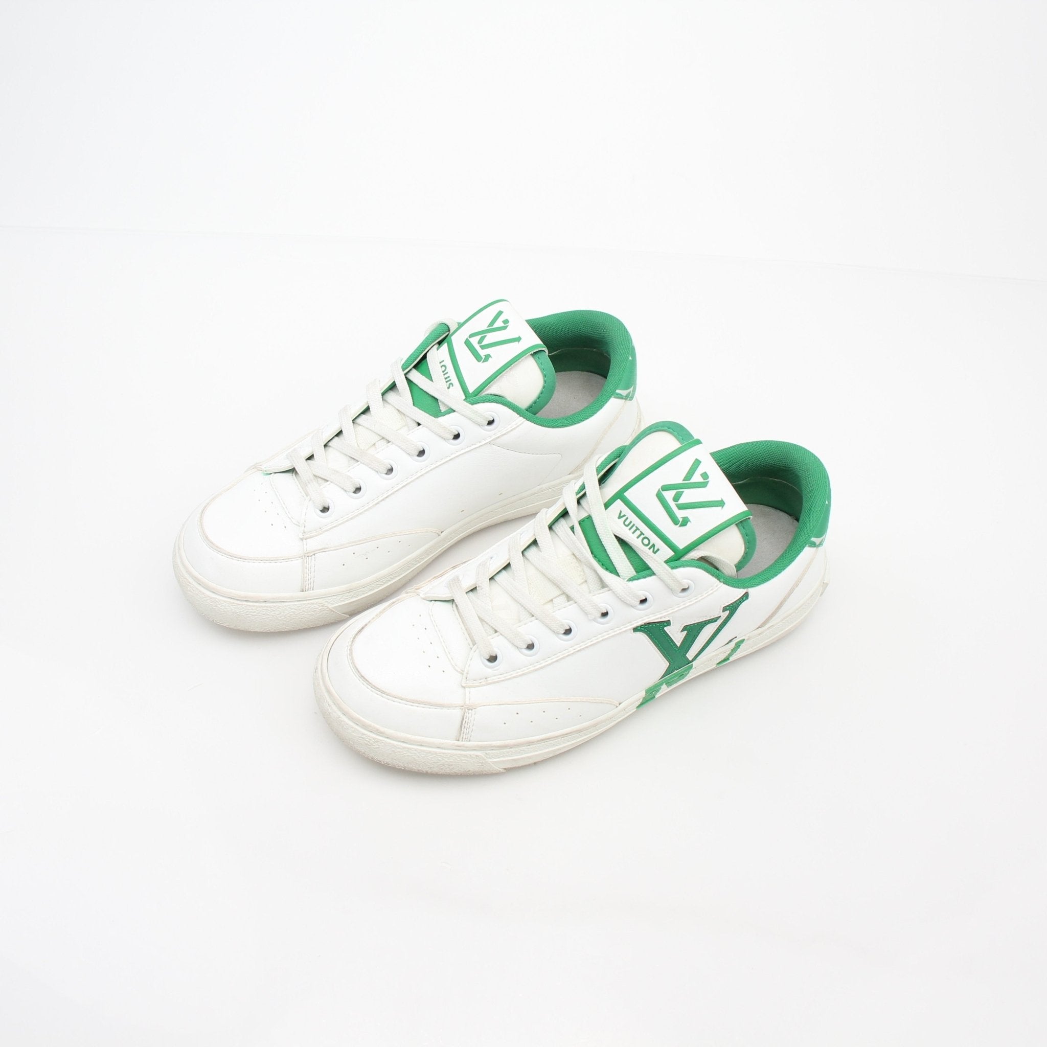 Louis Vuitton White and Green Charlie Low-Top Sneakers