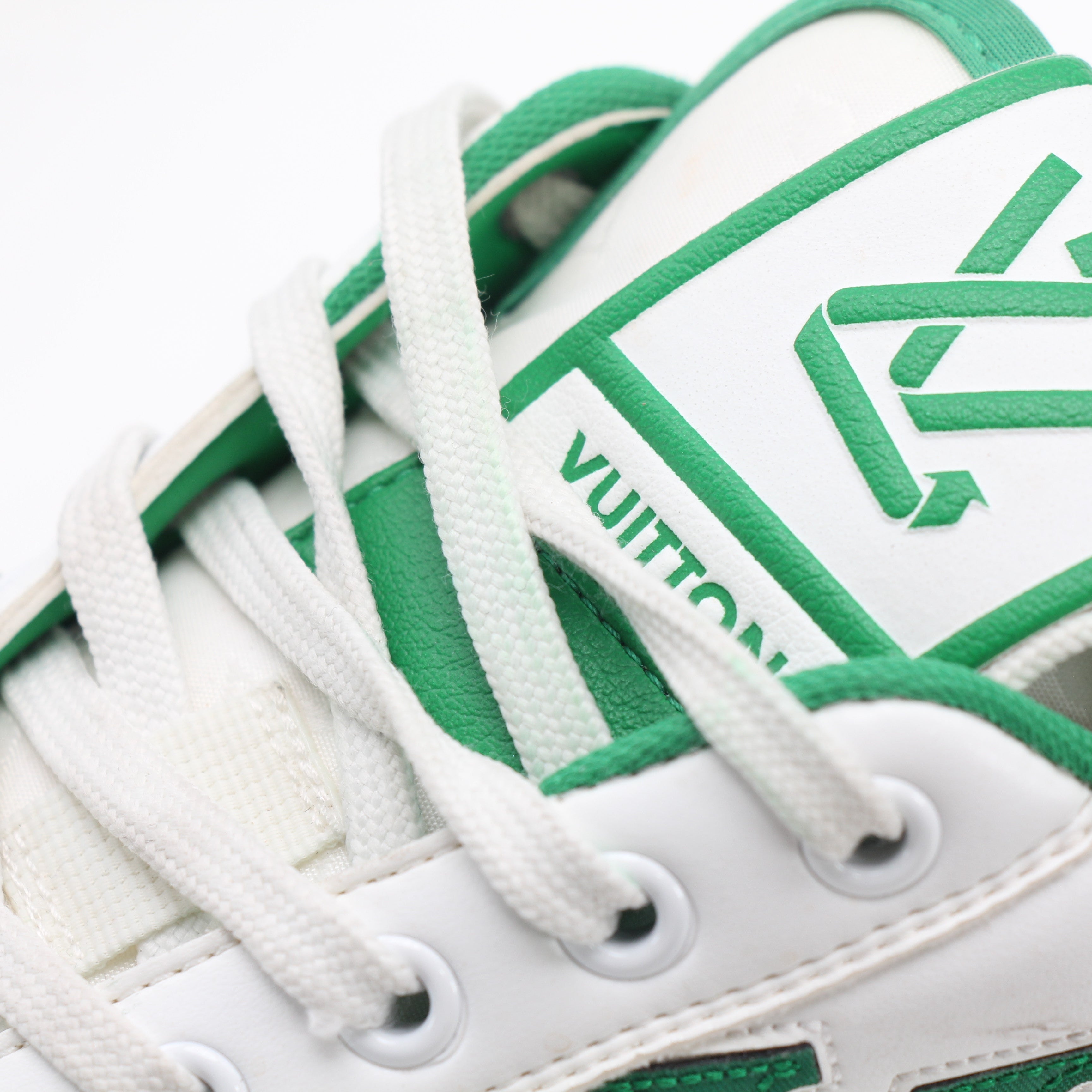 Louis Vuitton White and Green Charlie Low-Top Sneakers