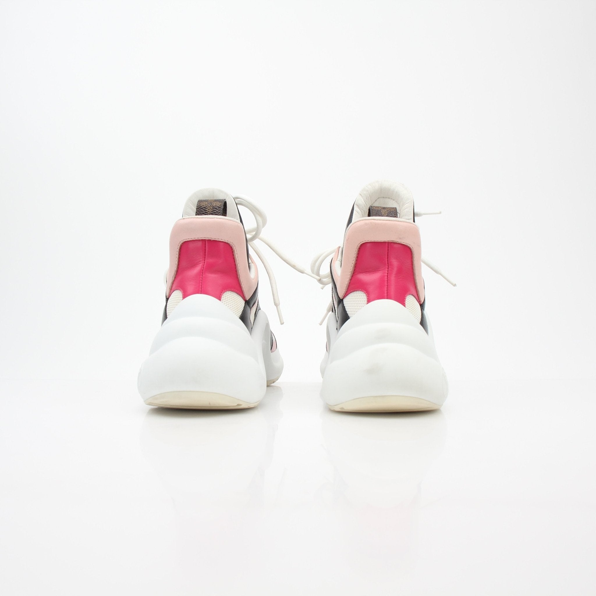 Louis Vuitton pink Archlight low-top sneakers with sleek design, featuring a modern silhouette and stylish details.