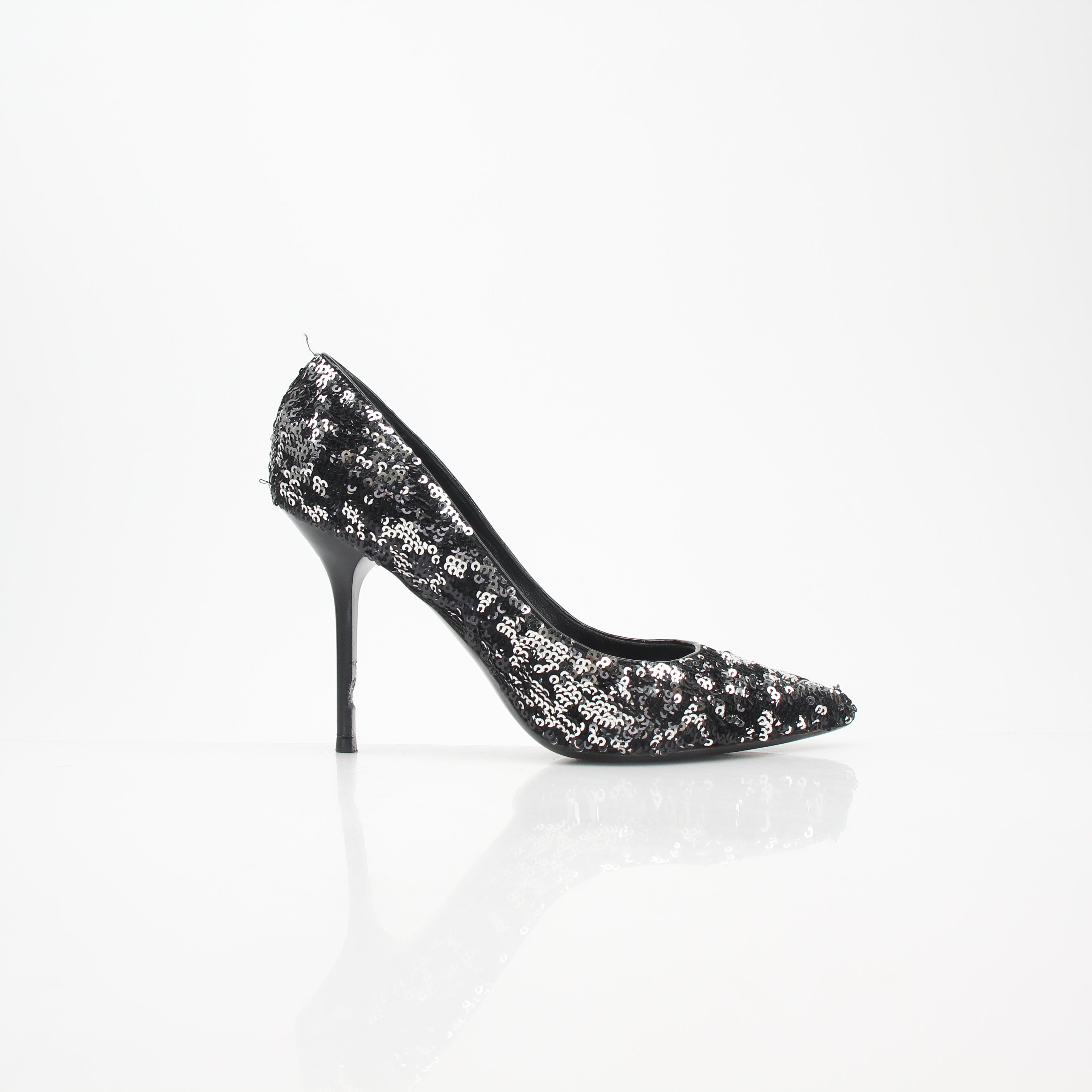 Louis Vuitton Black and Silver Liza Sequin Pumps