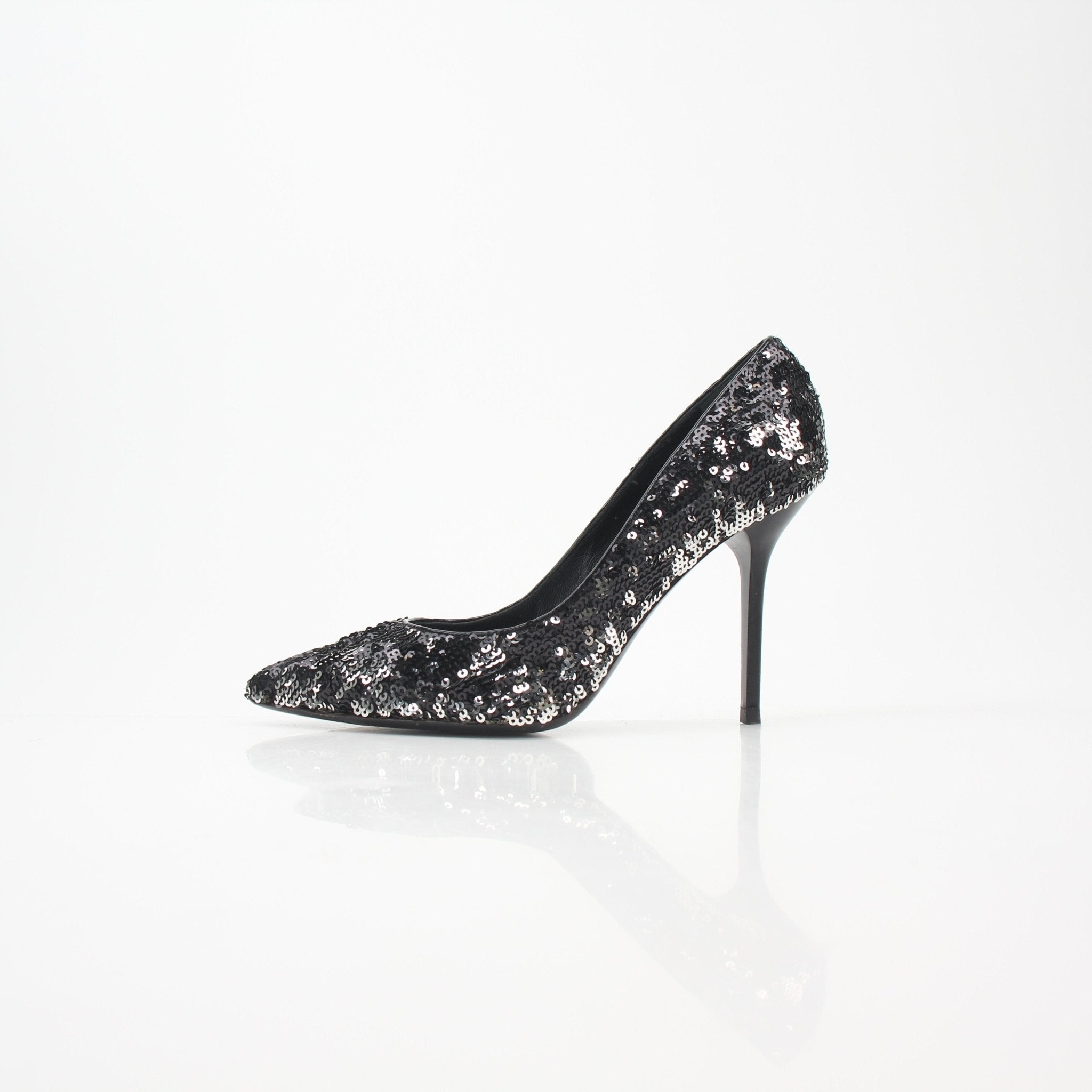 Louis Vuitton Black and Silver Liza Sequin Pumps
