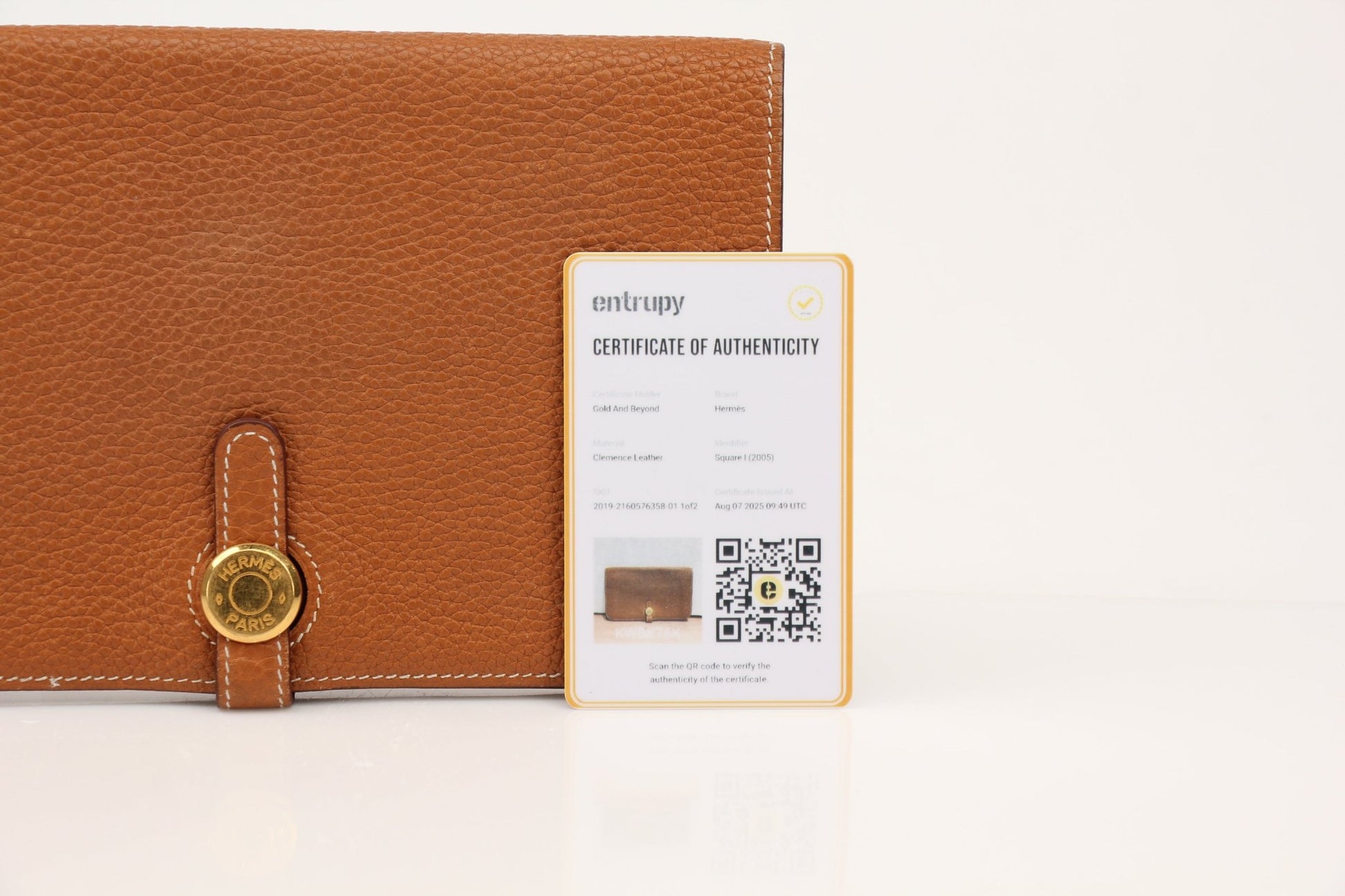 Hermès Brown Dogon Wallet by Gold & Beyond, showcasing textured leather and compact design for stylish everyday use.