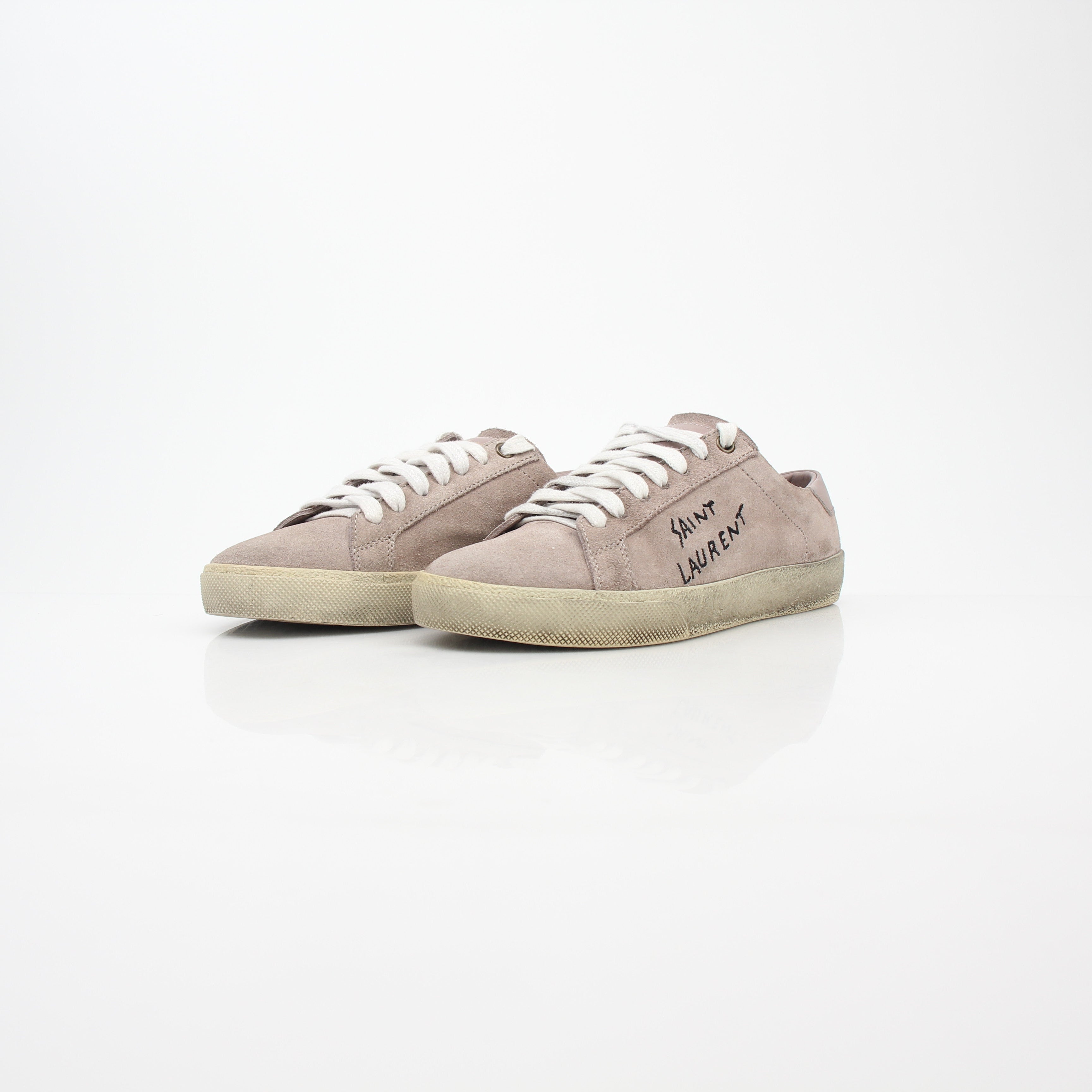 Saint Laurent Court Classic Pink Suede Low-Top Sneakers