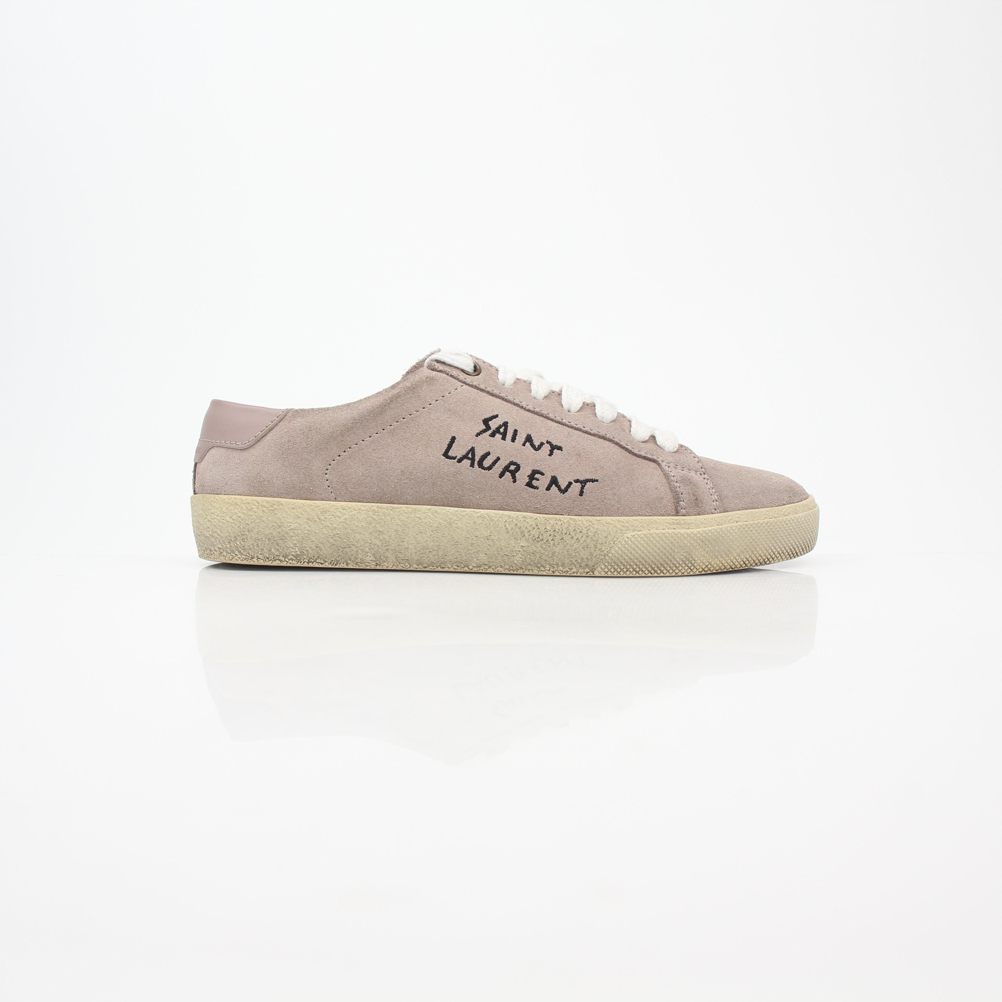 Saint Laurent Court Classic Pink Suede Low-Top Sneakers