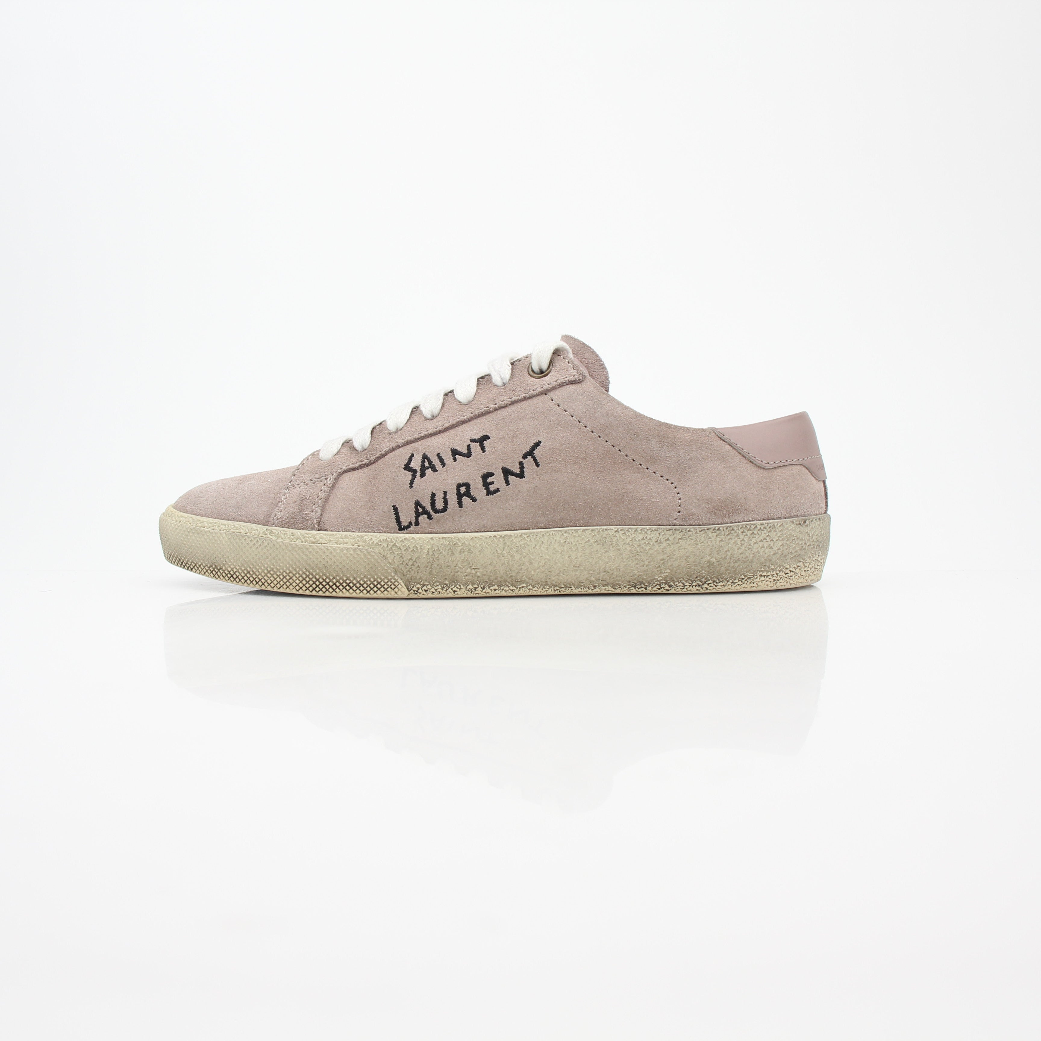 Saint Laurent Court Classic Pink Suede Low-Top Sneakers