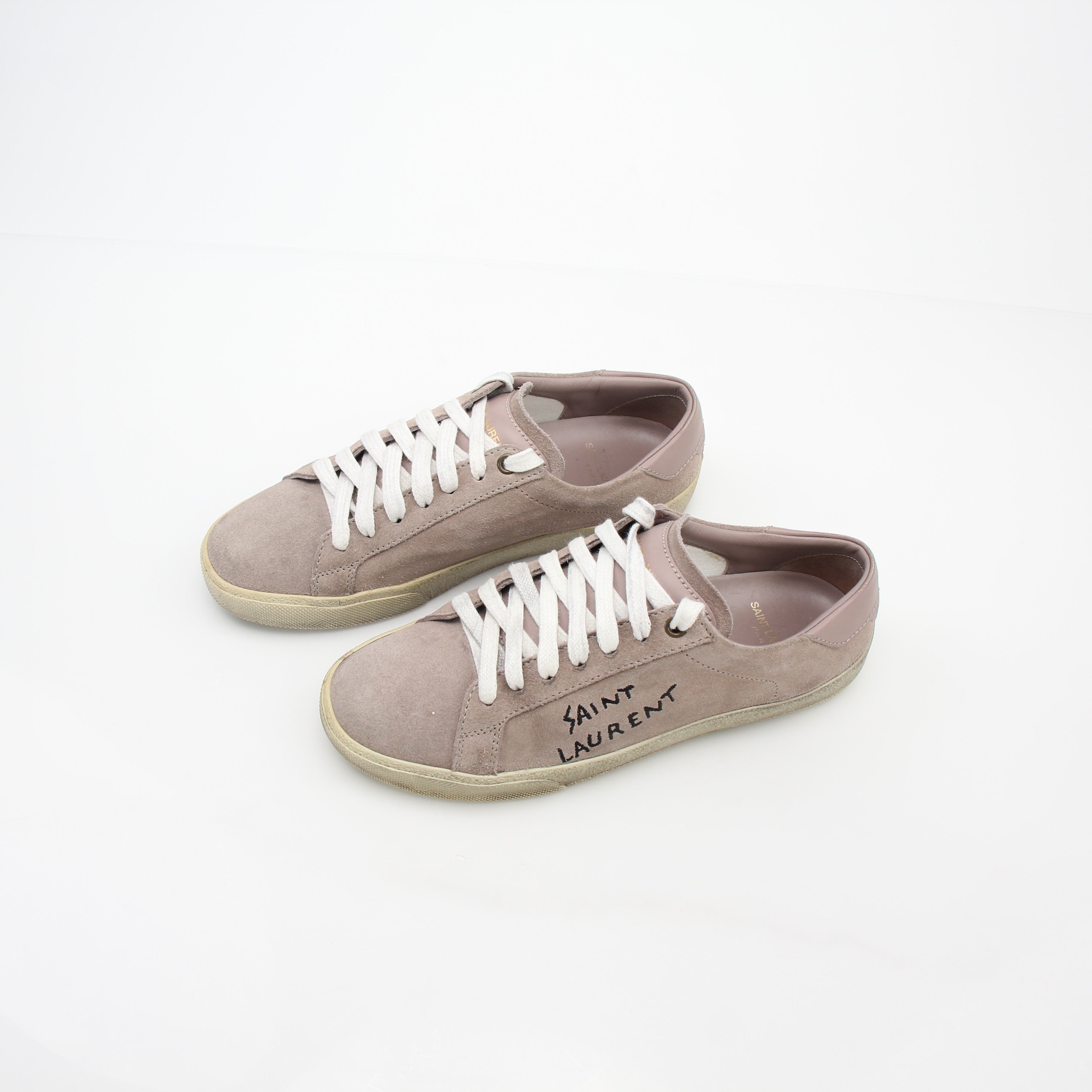 Saint Laurent Court Classic Pink Suede Low-Top Sneakers
