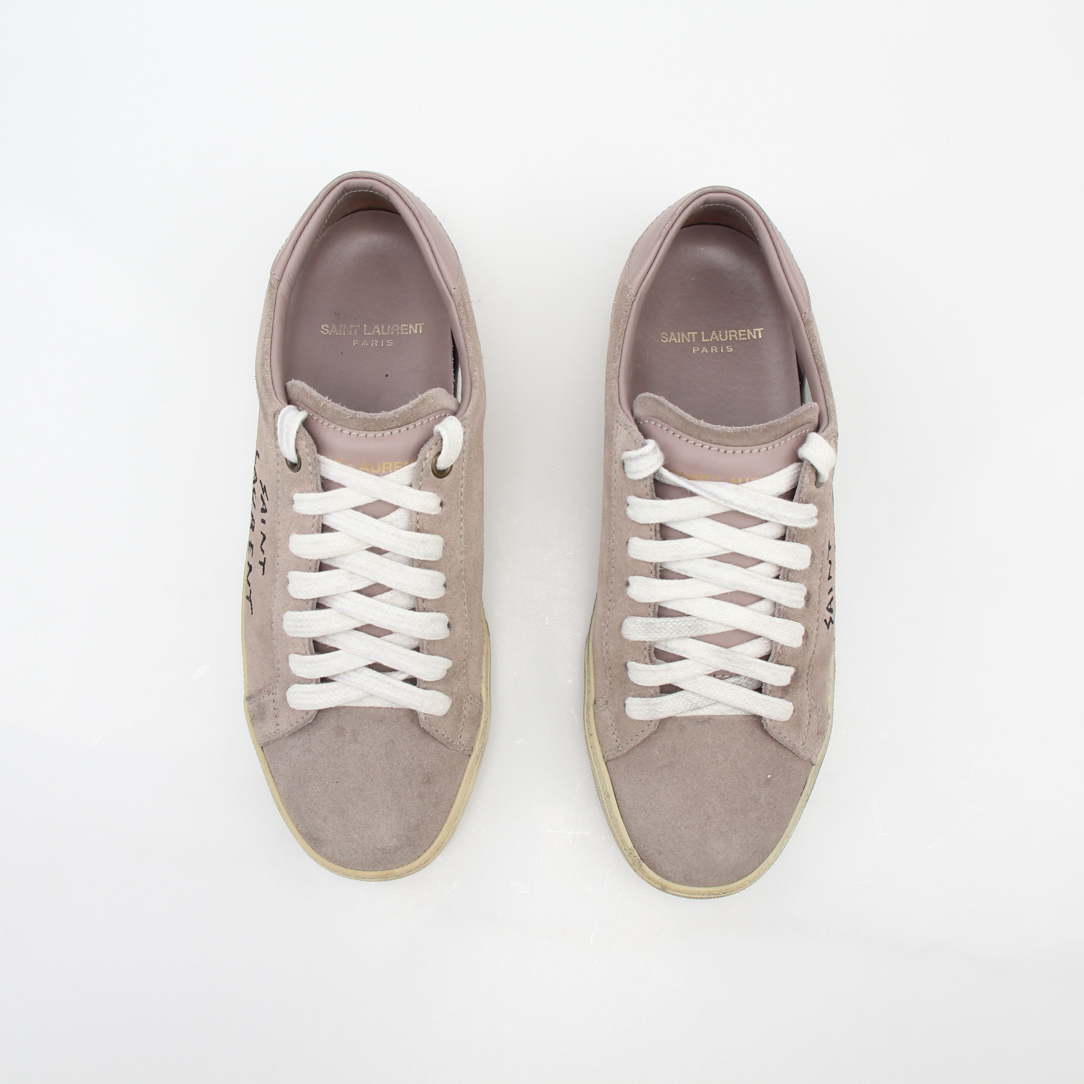 Saint Laurent Court Classic Pink Suede Low-Top Sneakers