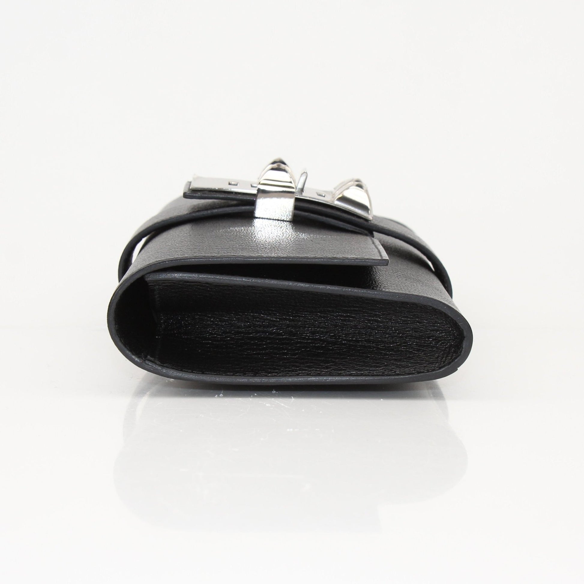 Hermès Collier de Chien black clutch handbag by Gold & Beyond with gold hardware and structured design.