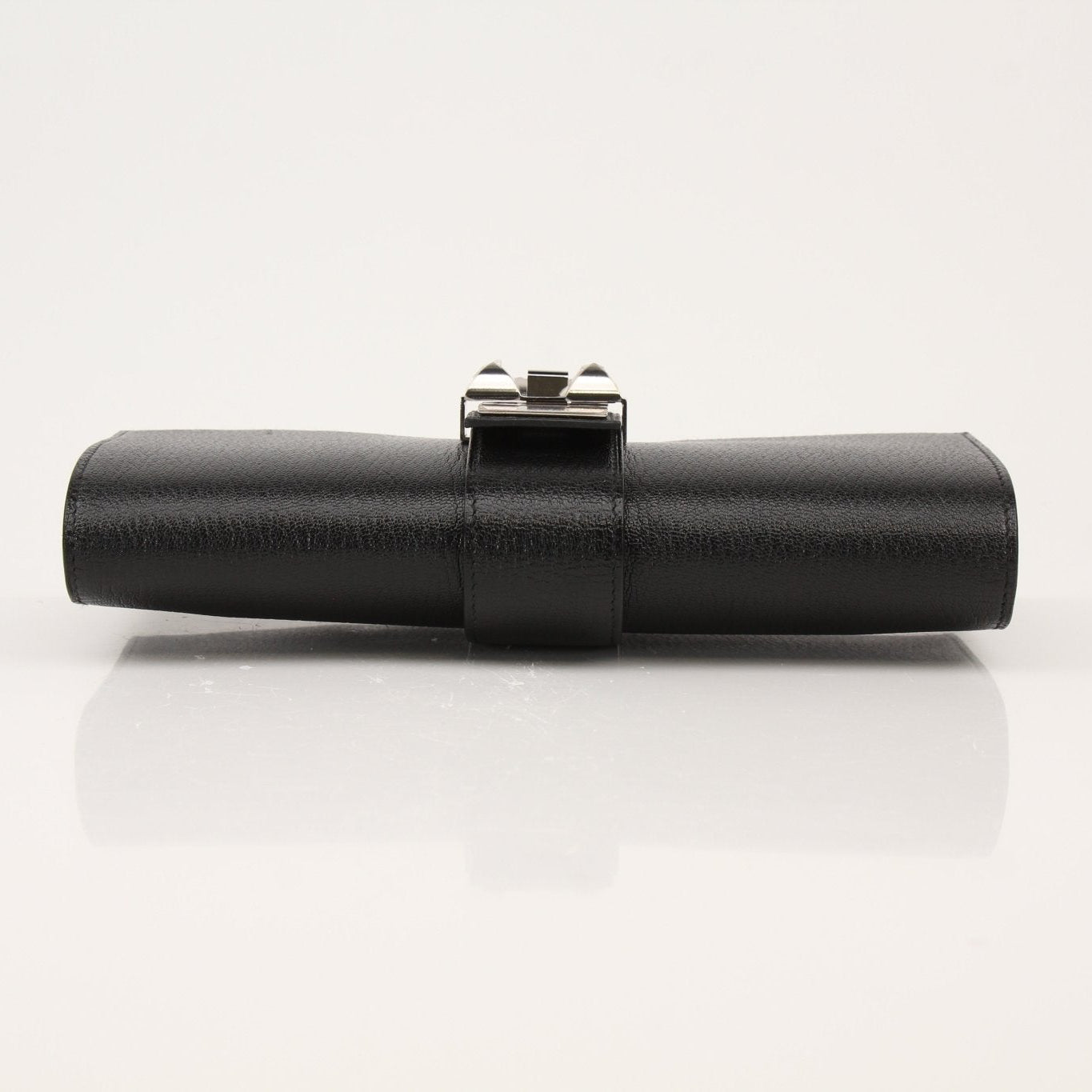 Hermès Collier de Chien black clutch handbag with gold hardware from Gold & Beyond, featuring a sleek, structured design.