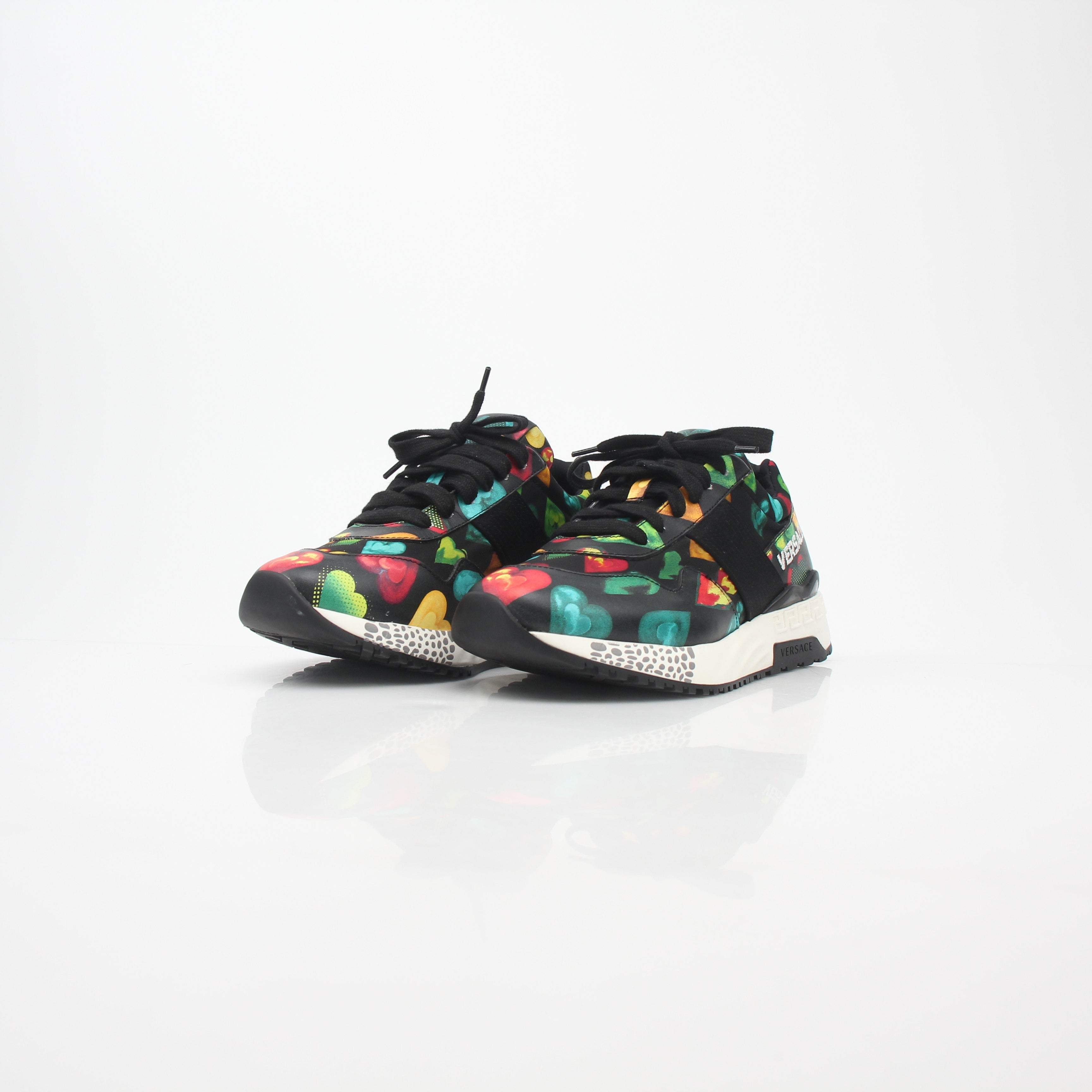 Versace Multicolor Heart-Print Achilles Low-Top Sneakers