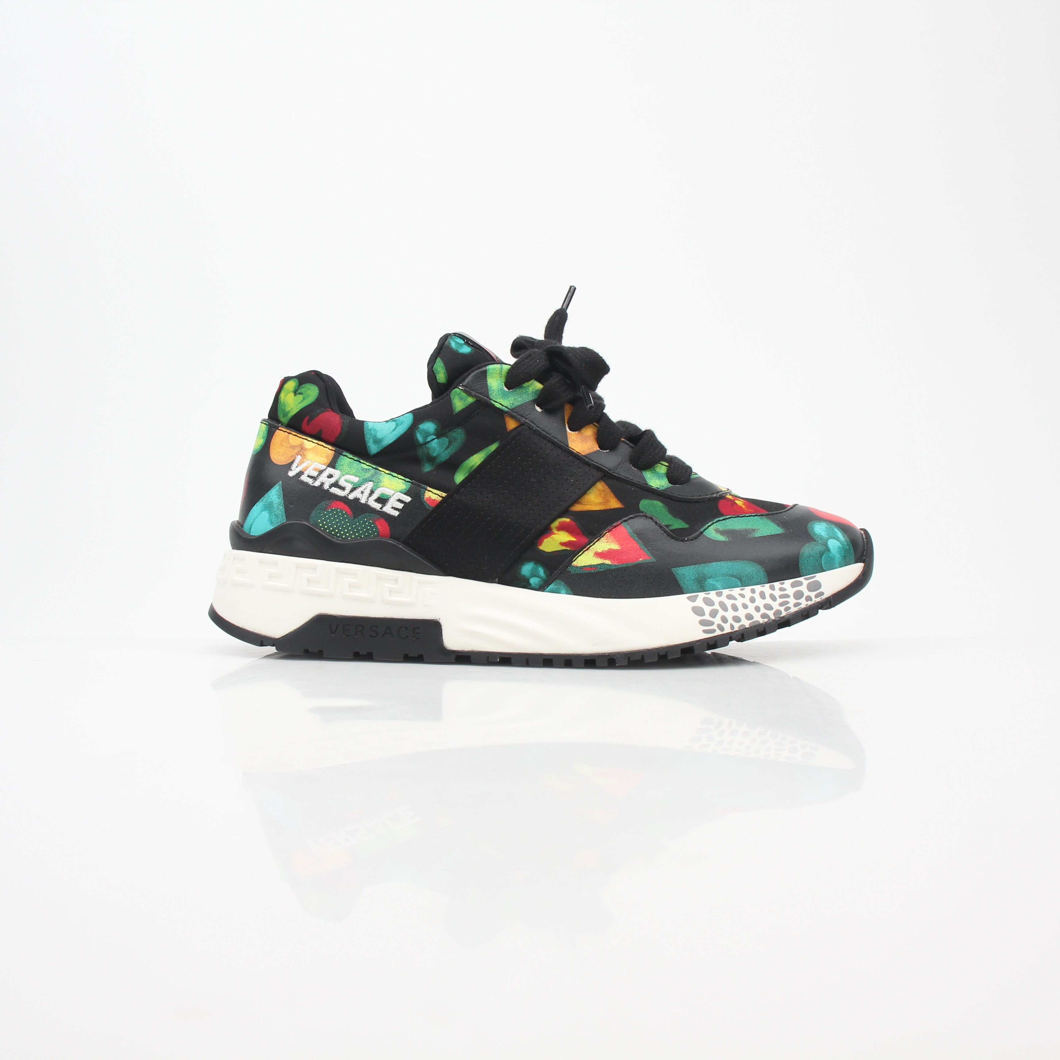 Versace Multicolor Heart-Print Achilles Low-Top Sneakers
