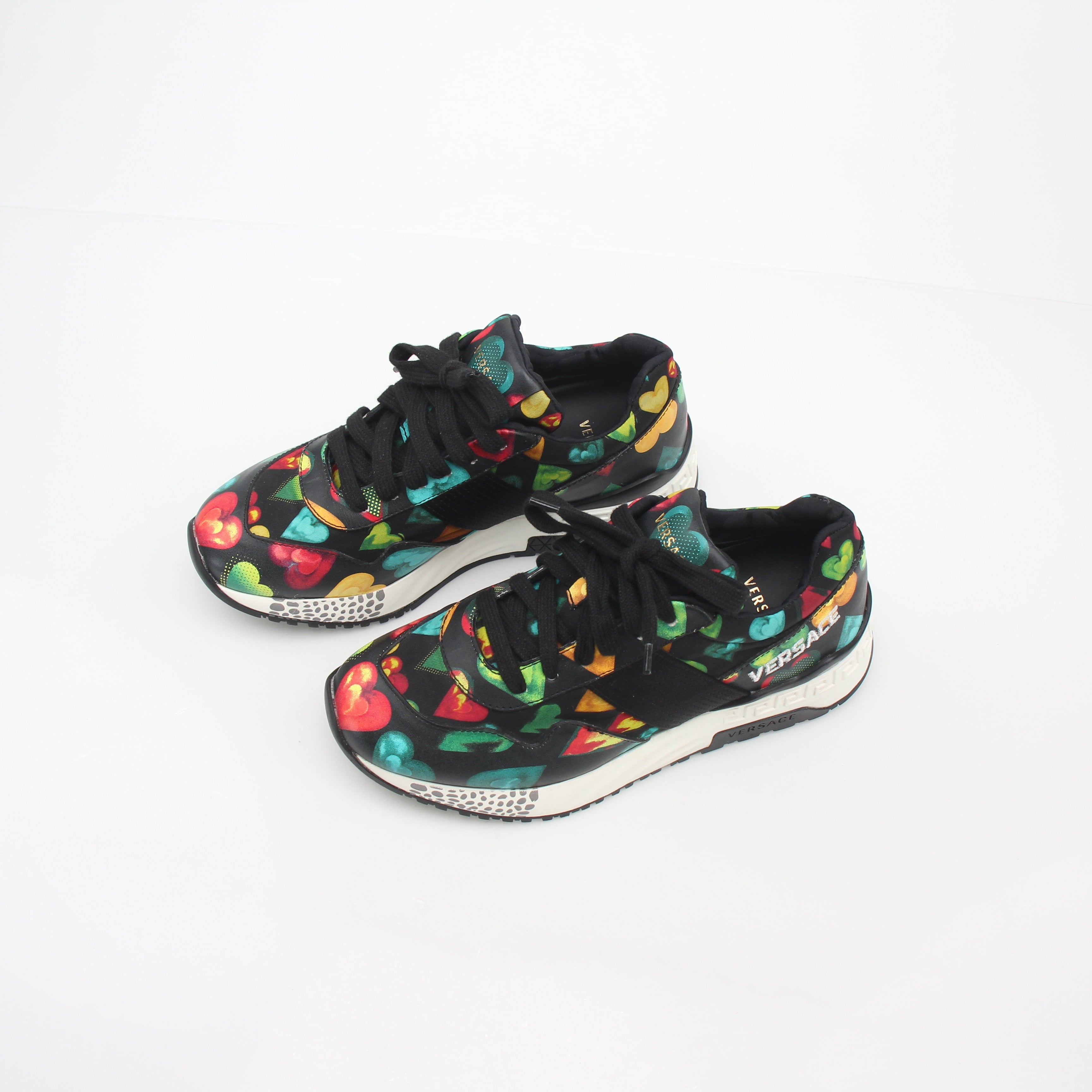 Versace Multicolor Heart-Print Achilles Low-Top Sneakers