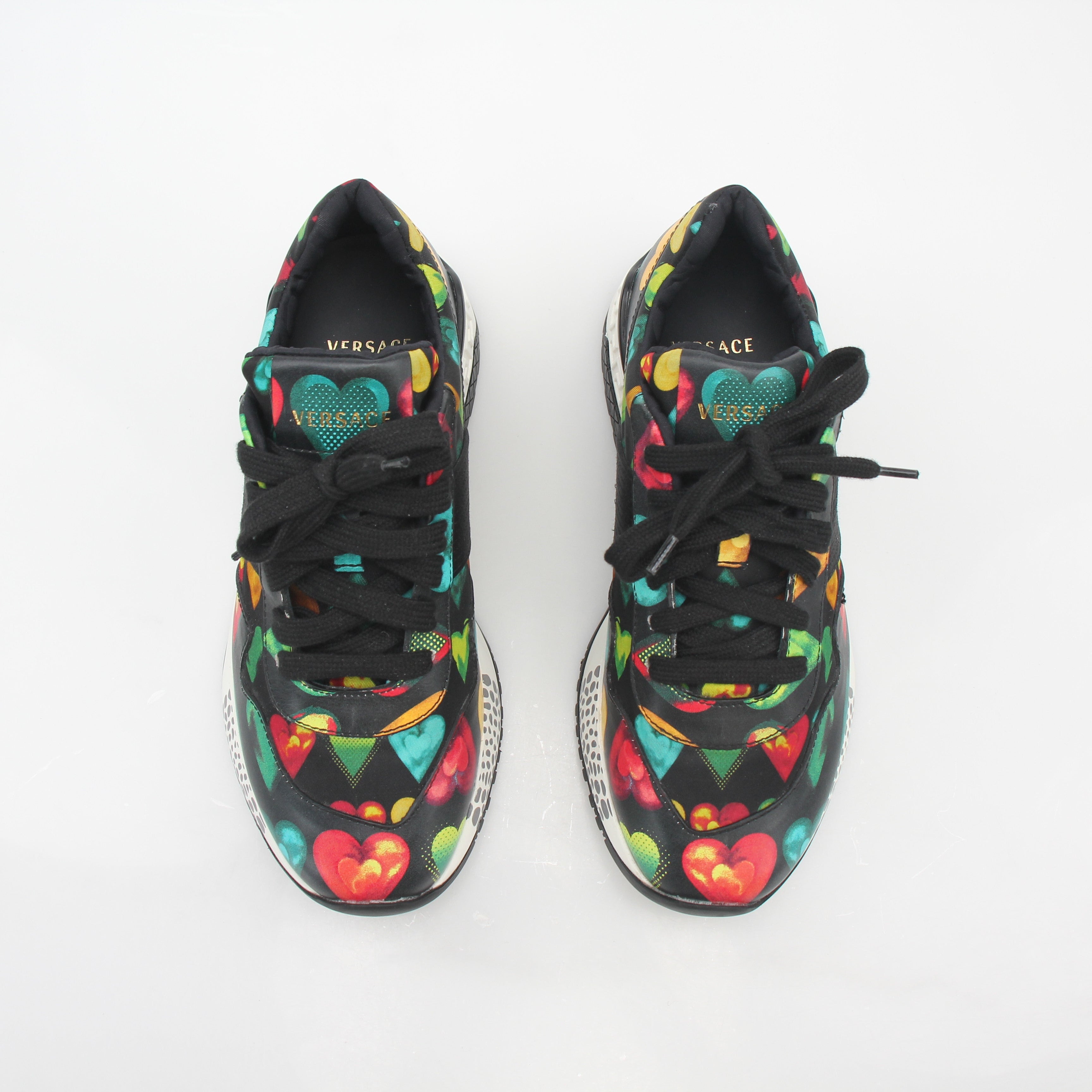 Versace Multicolor Heart-Print Achilles Low-Top Sneakers