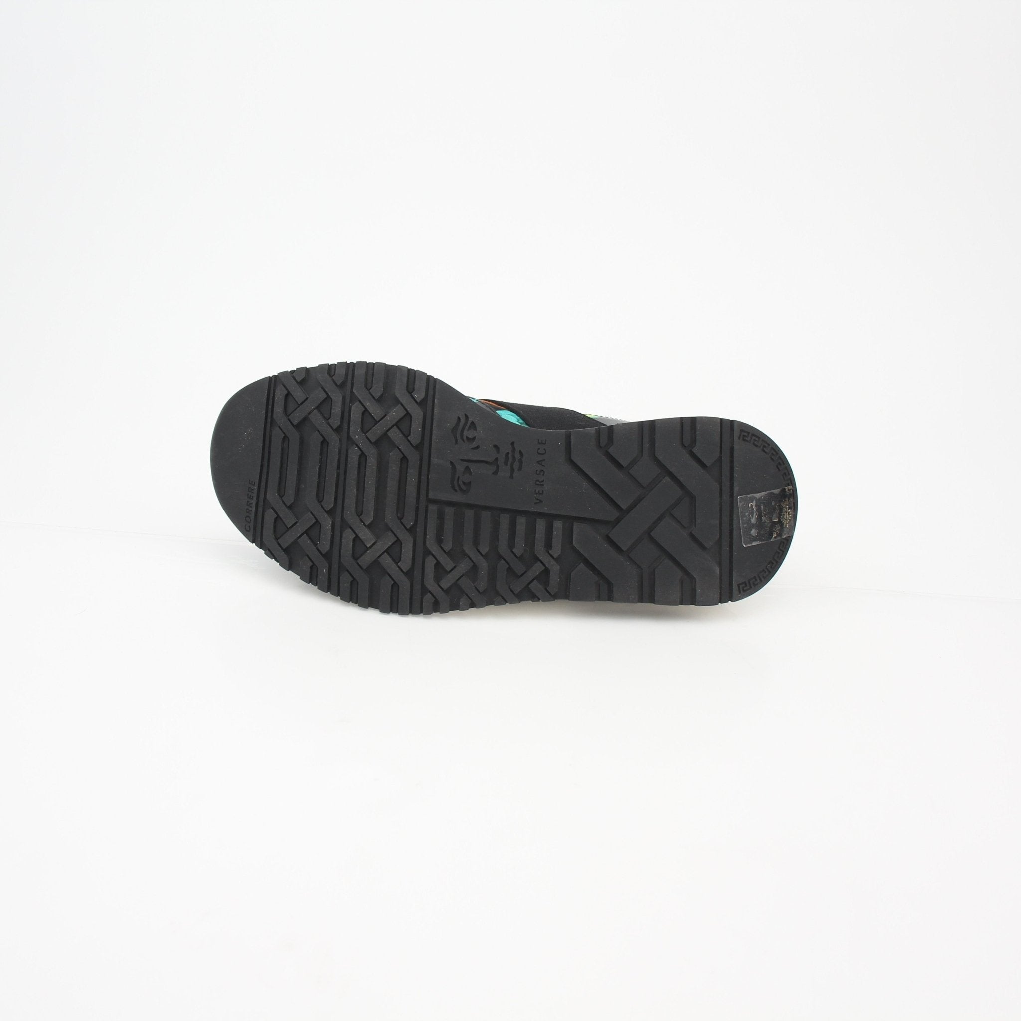 Gold & Beyond Versace multicolor heart-print Achilles low-top sneakers with stylish design and vibrant color accents.