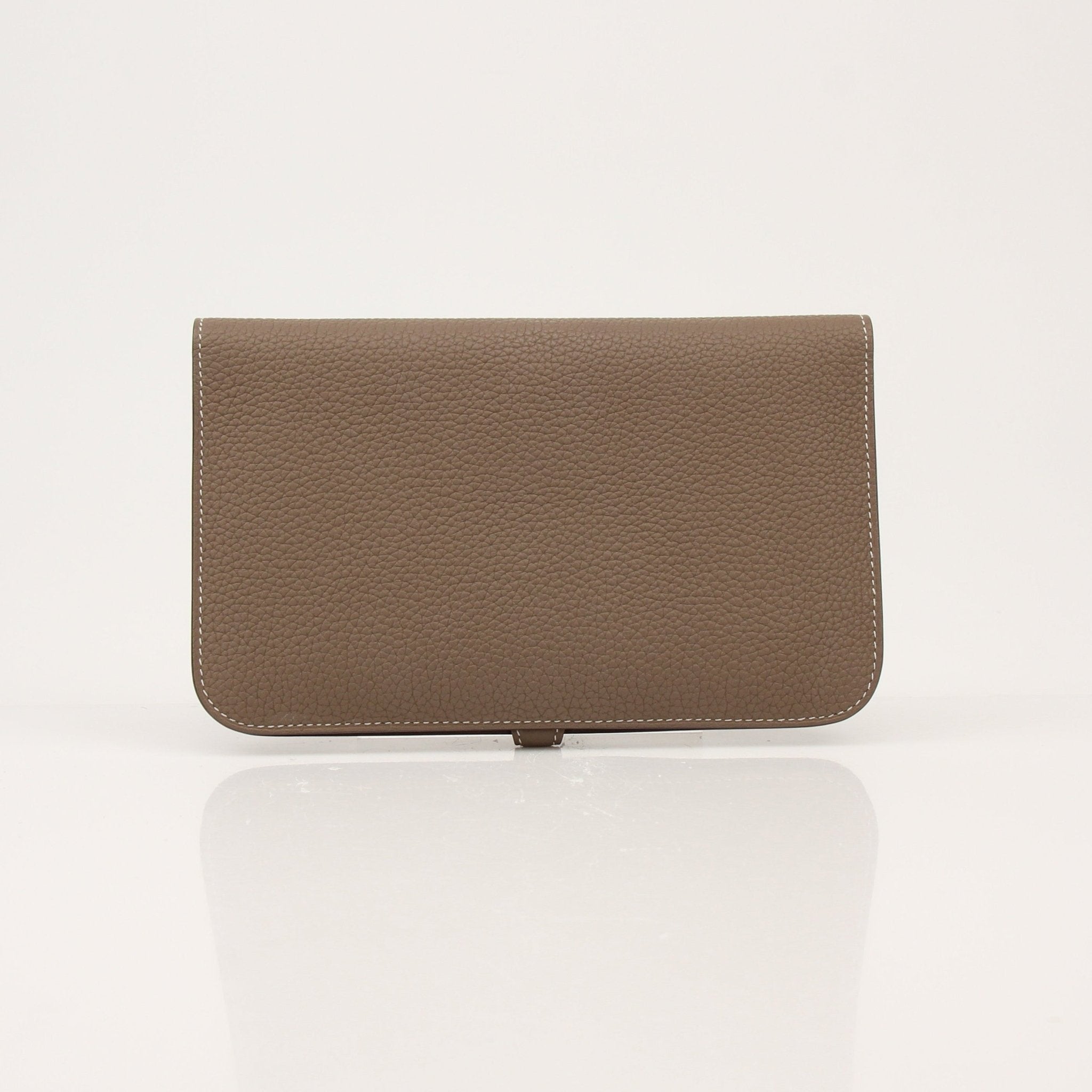 Hermès Dark Gray Dogon Duo Wallet by Gold & Beyond showing textured leather and compact design with multiple card slots.