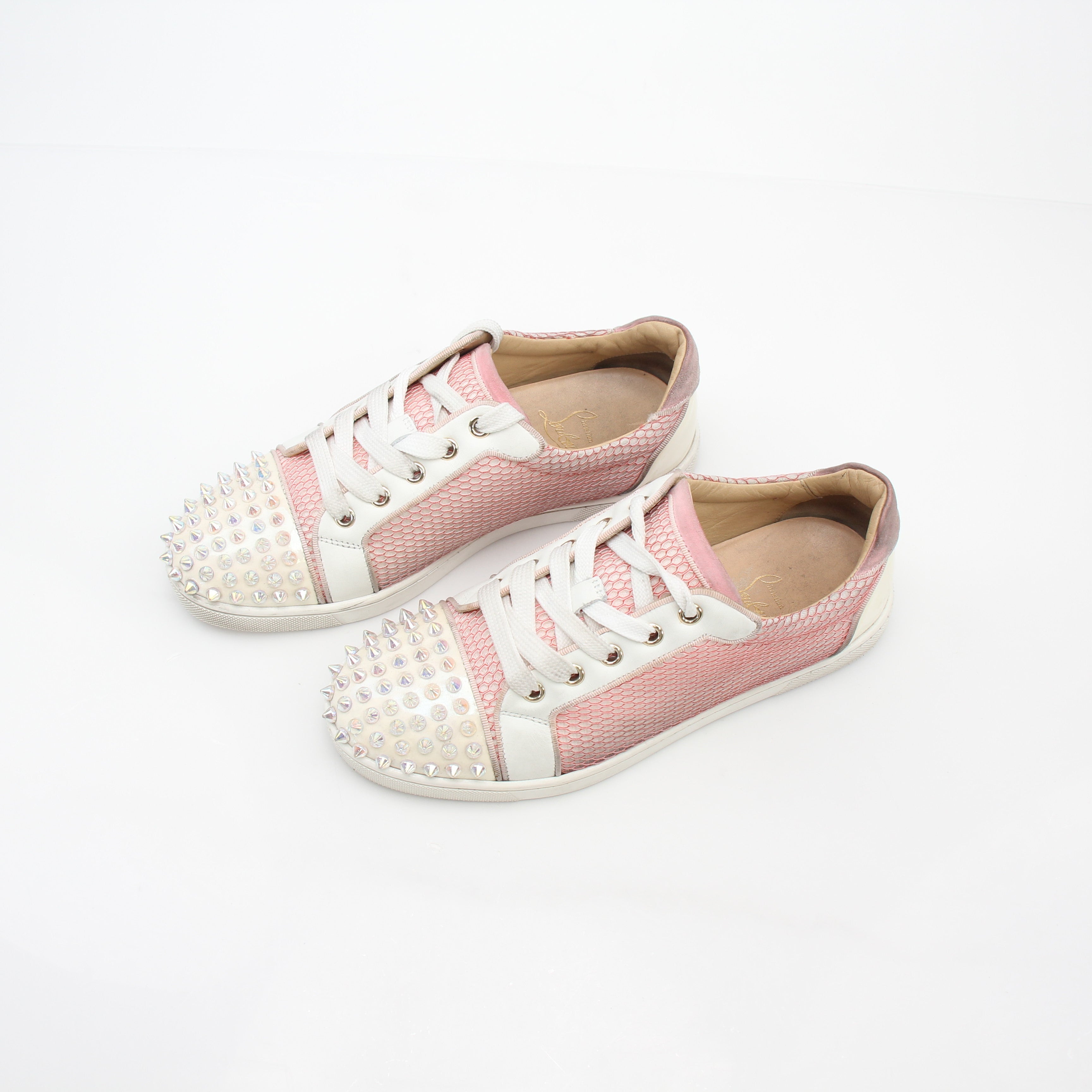 Christian Louboutin Pink Gondolita Spikes Low-Top Sneakers
