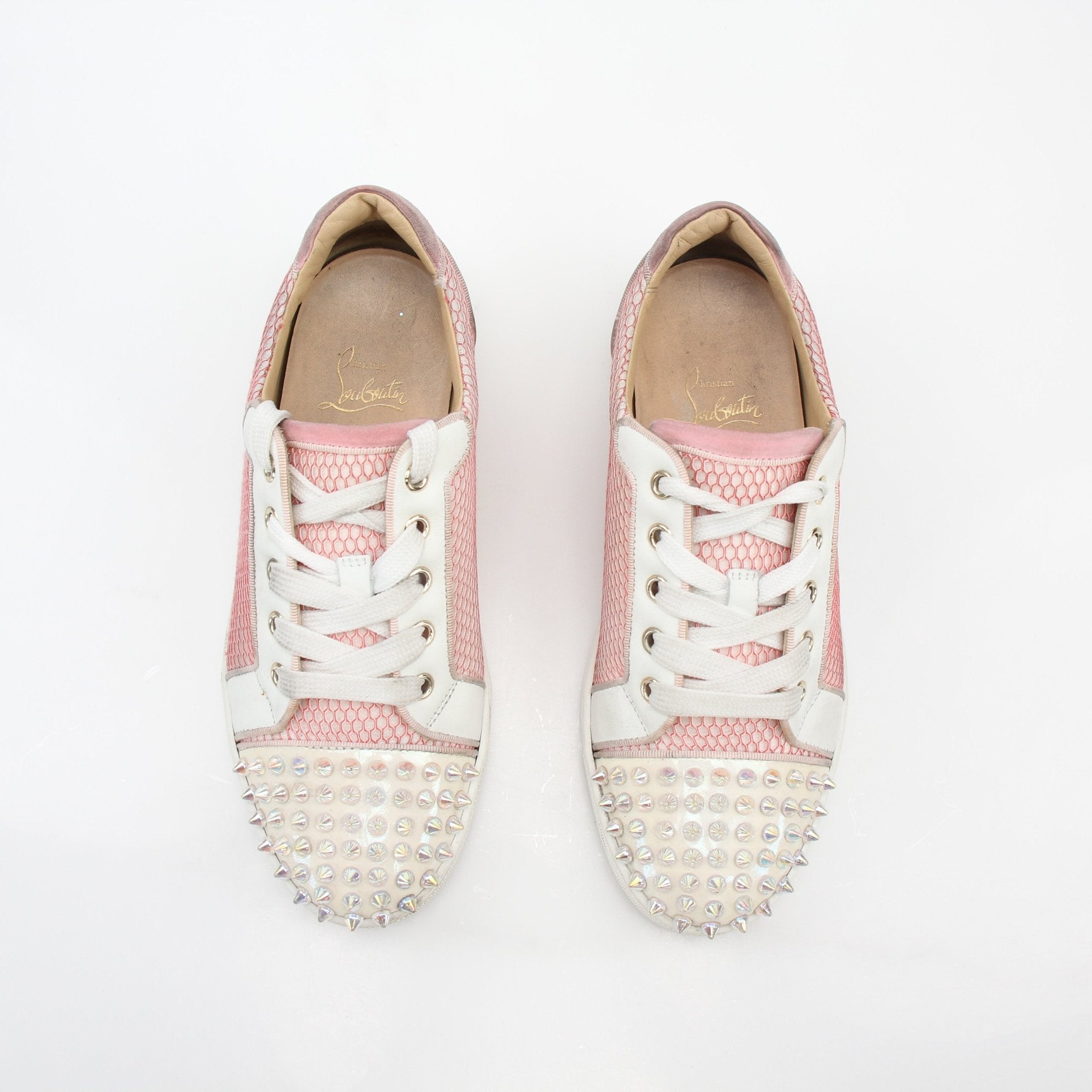 Christian Louboutin Pink Gondolita Spikes Low-Top Sneakers