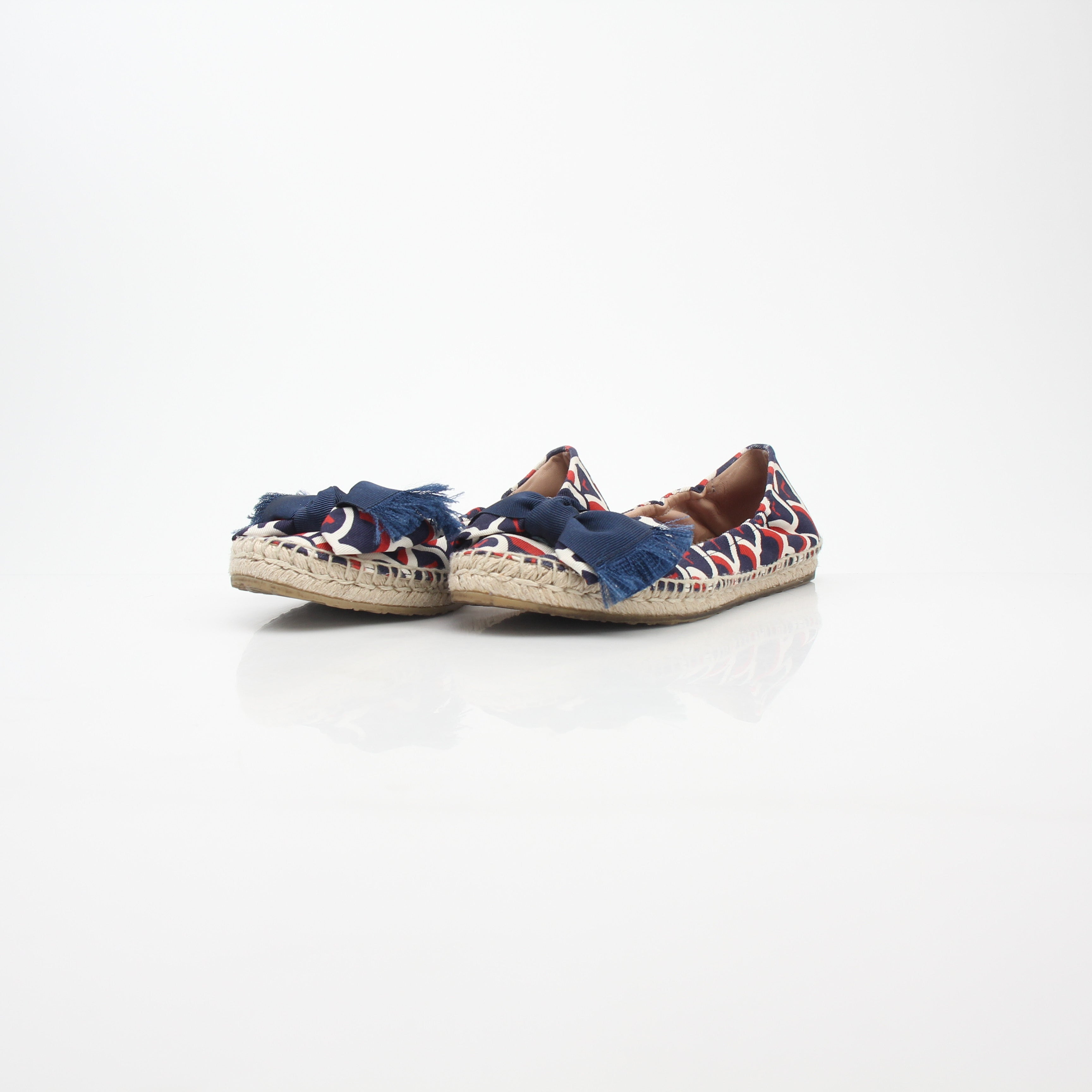 Valentino Garavani Navy Bow Ballerina Espadrille Flats