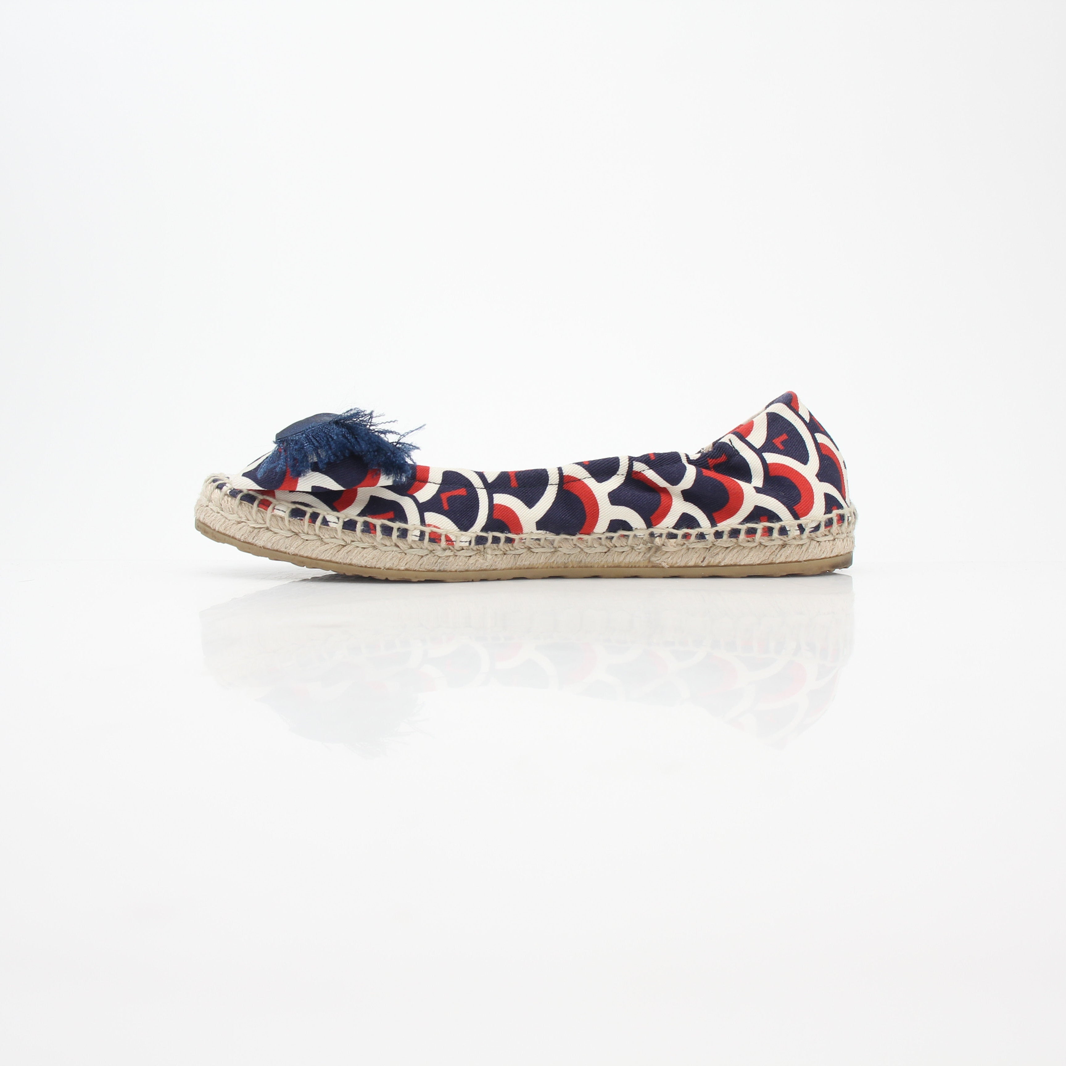 Valentino Garavani Navy Bow Ballerina Espadrille Flats