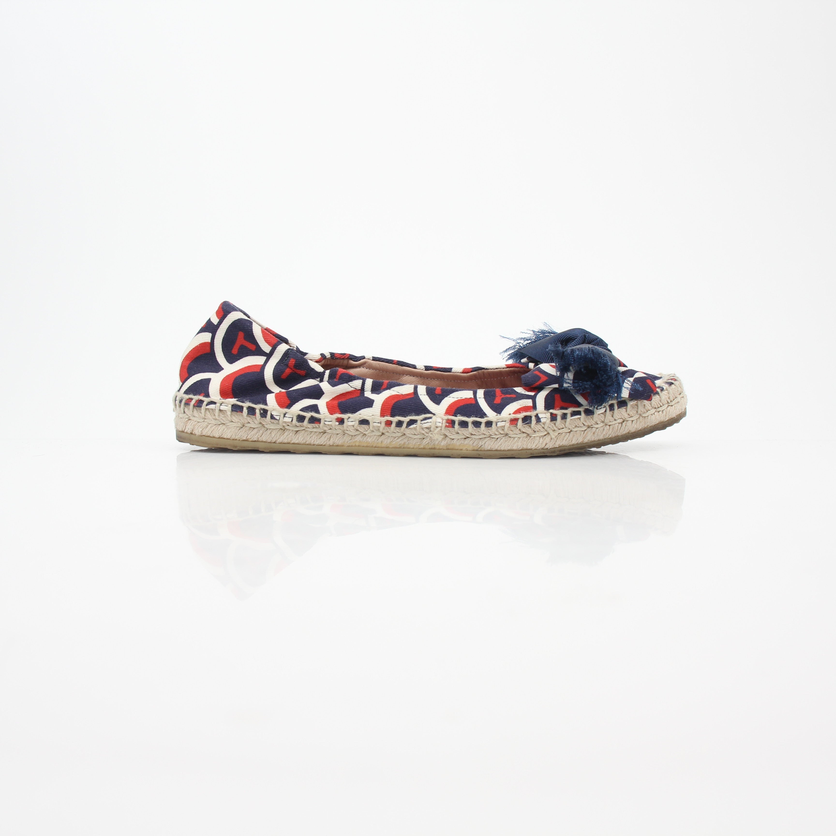 Valentino Garavani Navy Bow Ballerina Espadrille Flats