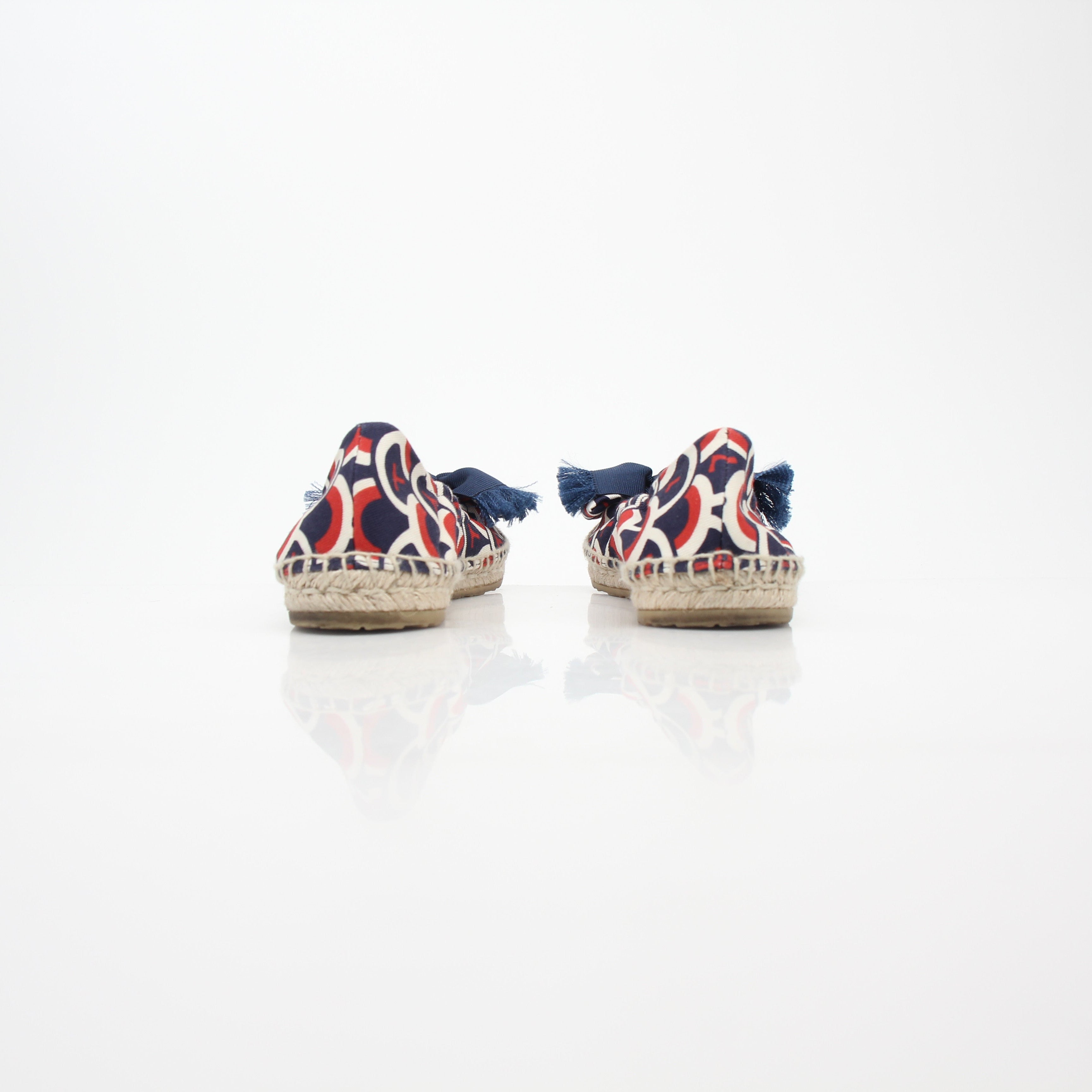 Valentino Garavani Navy Bow Ballerina Espadrille Flats