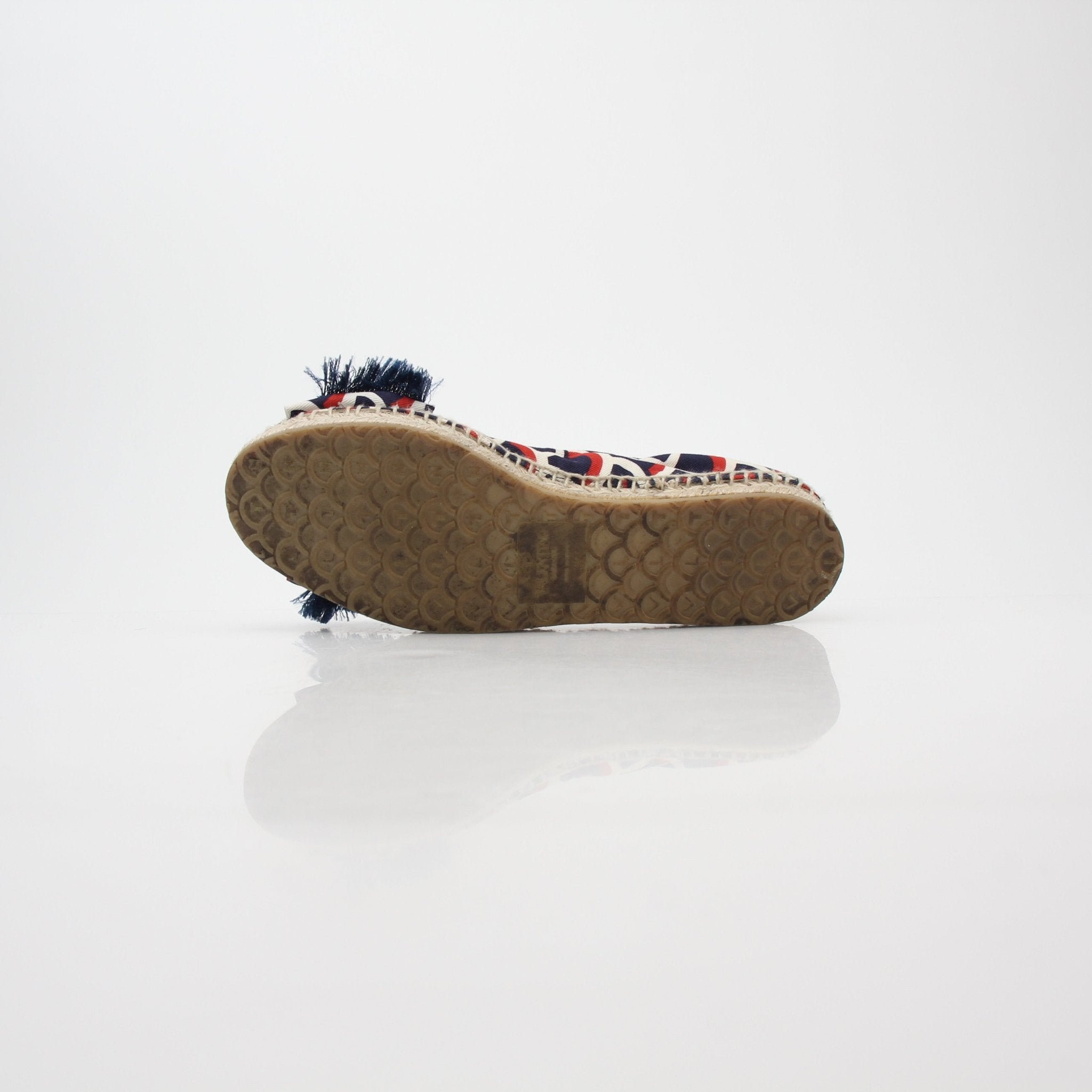 Valentino Garavani navy bow ballerina espadrille flats with woven jute sole and elegant design, by Gold & Beyond.