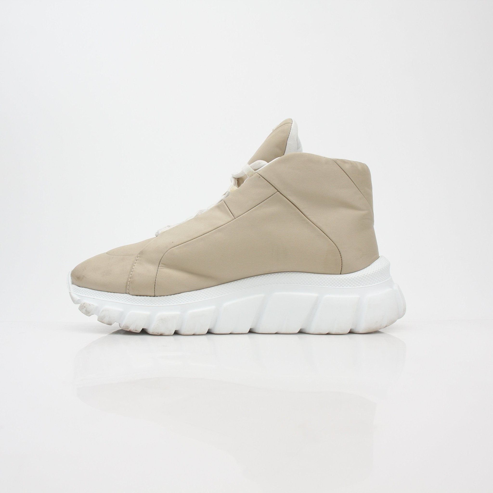 Prada Beige Rush Piuma High-Top Sneakers