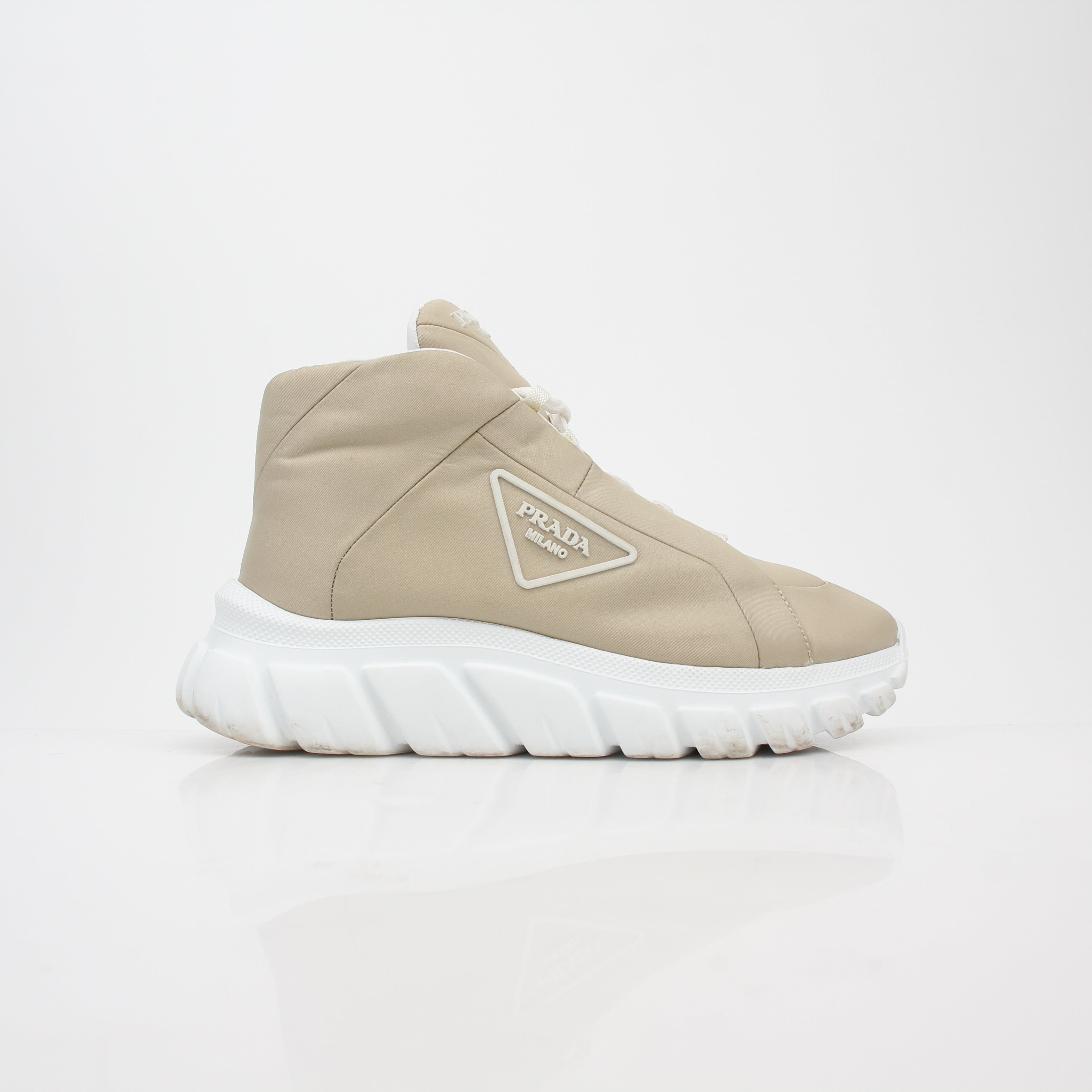 Prada Beige Rush Piuma High-Top Sneakers