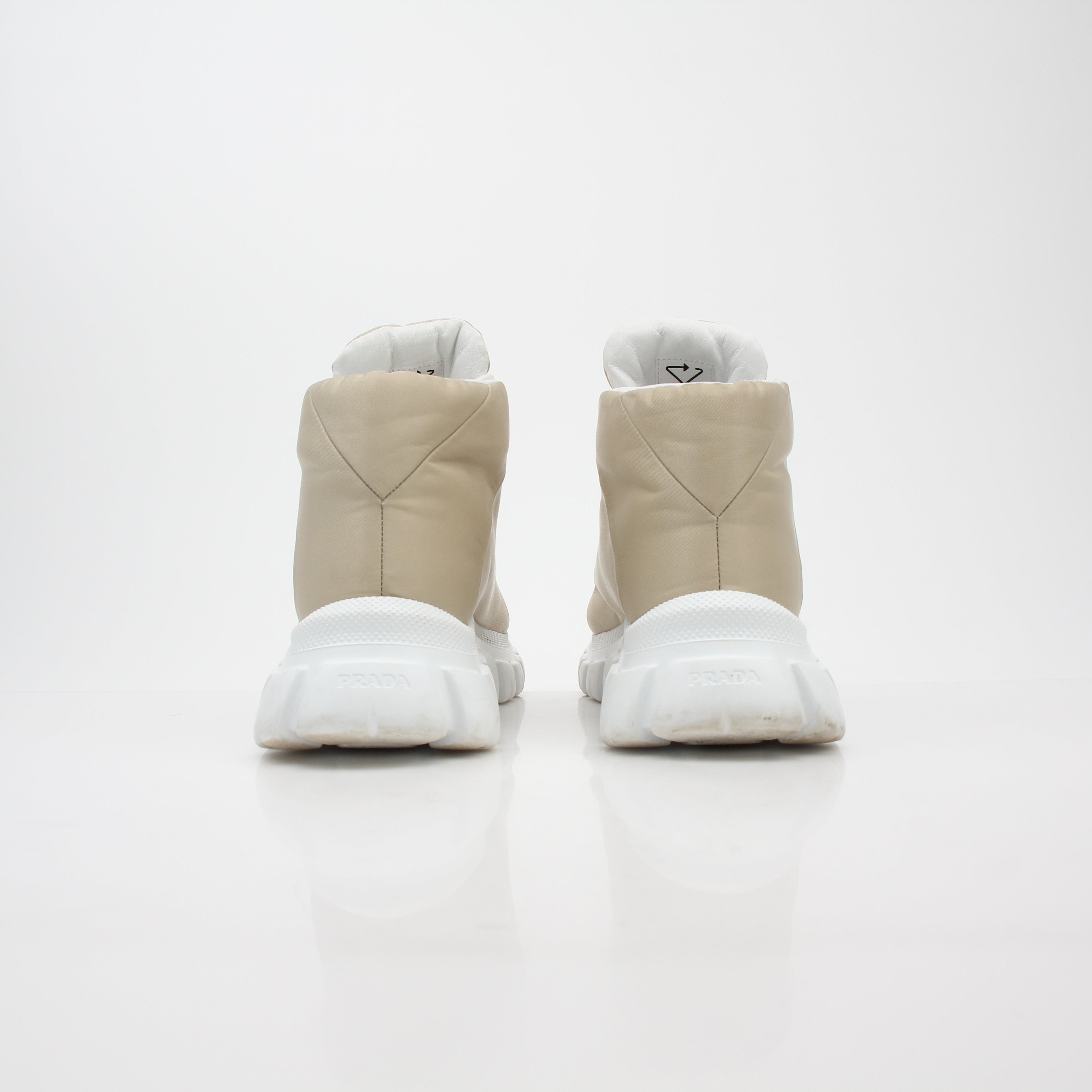 Prada Beige Rush Piuma High-Top Sneakers