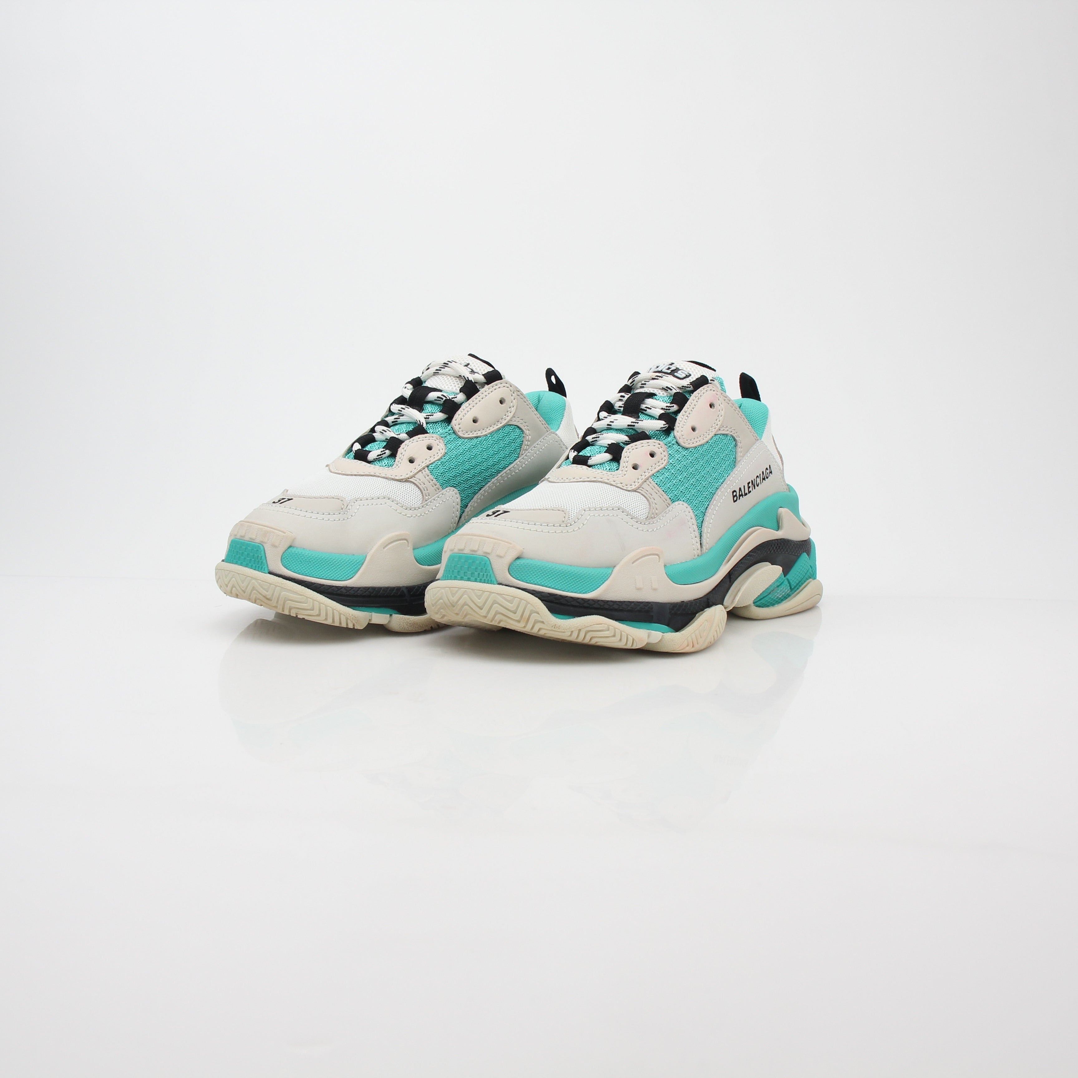Balenciaga Turquoise Triple S Low-Top Sneakers
