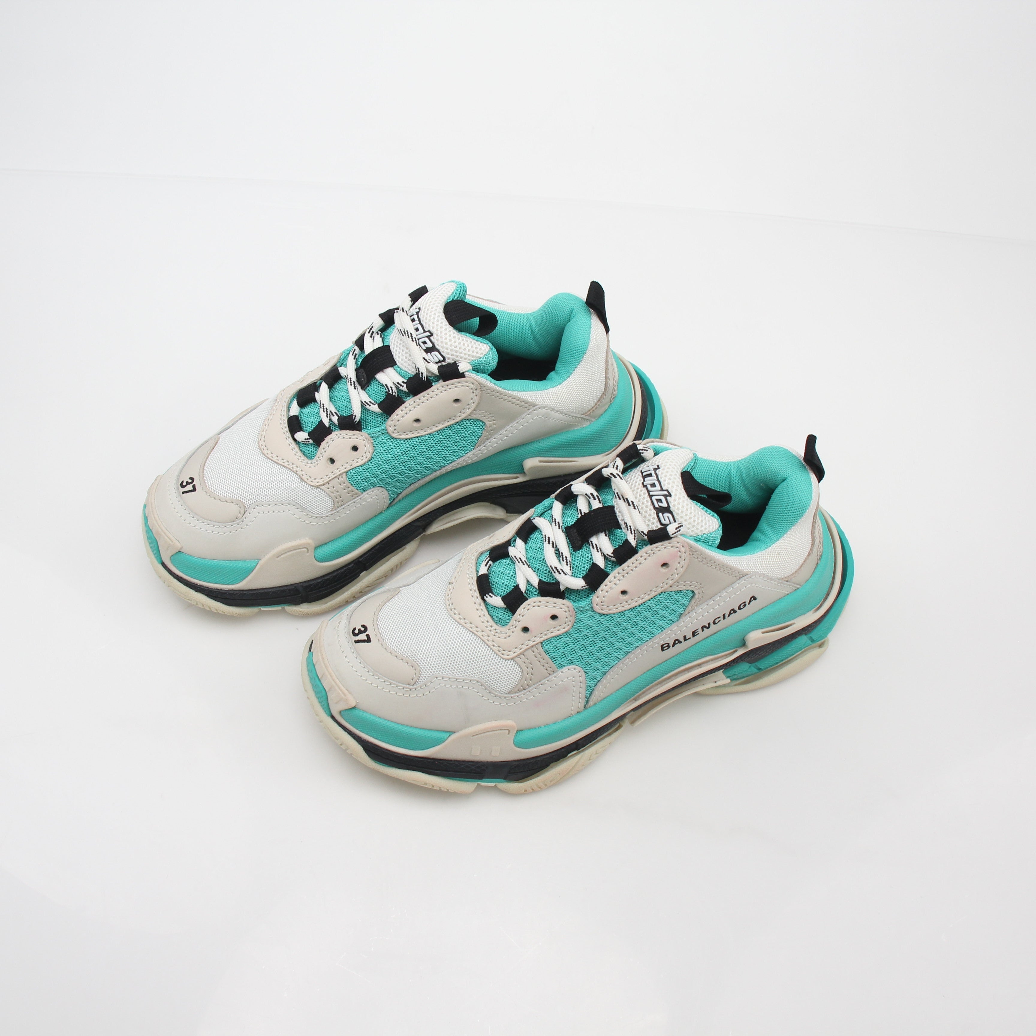 Balenciaga Turquoise Triple S Low-Top Sneakers