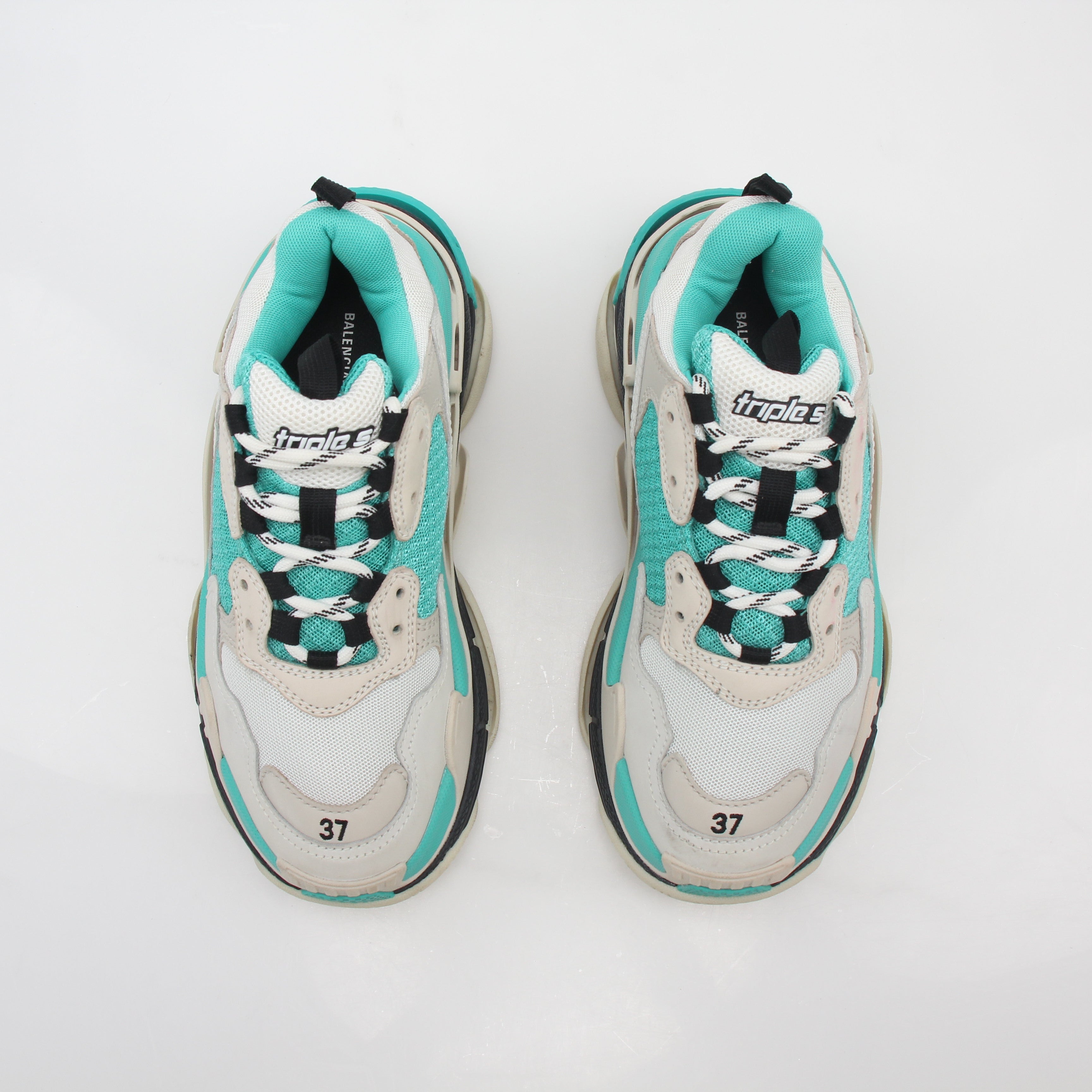 Balenciaga Turquoise Triple S Low-Top Sneakers