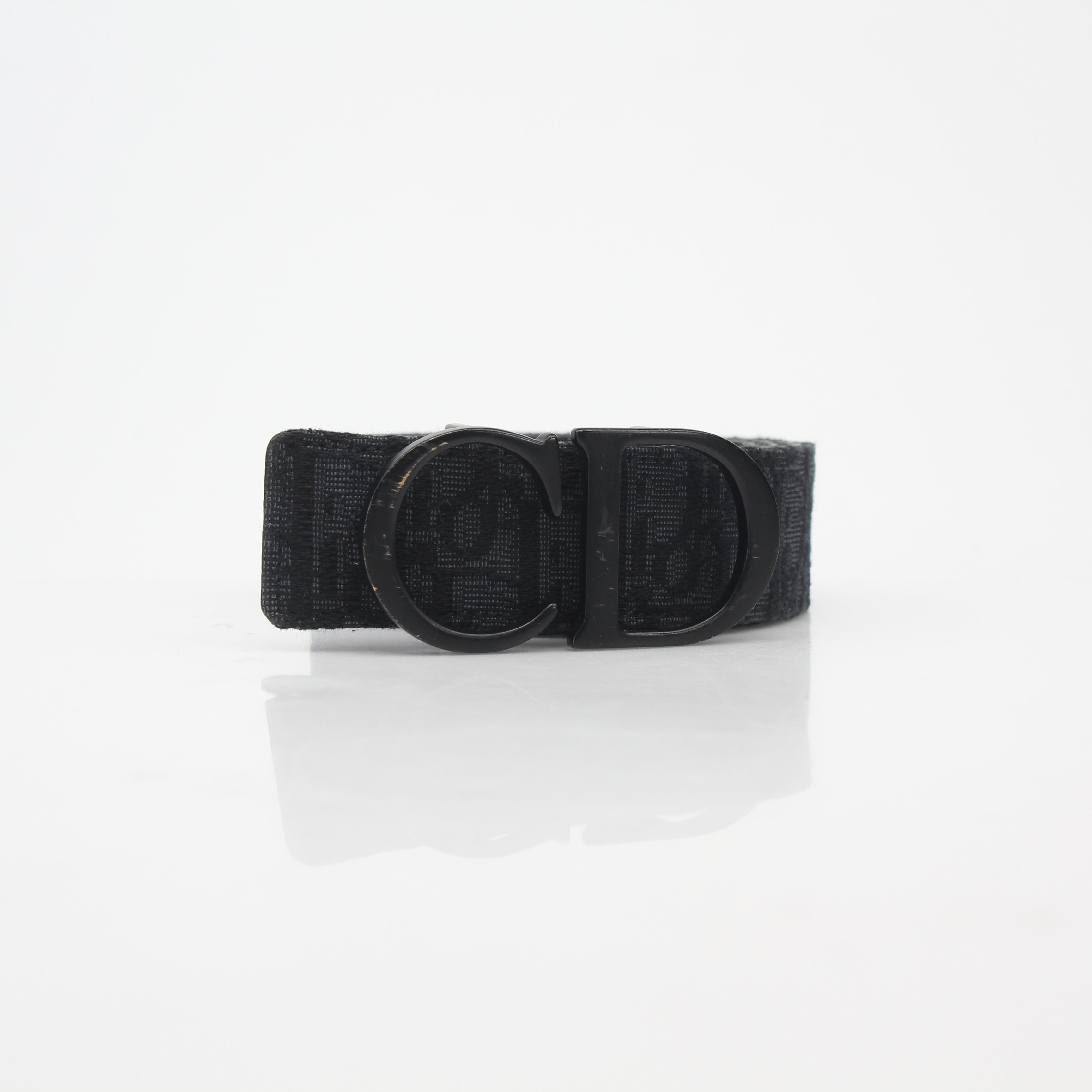 Christian Dior Black Oblique Jacquard CD Buckle Belt