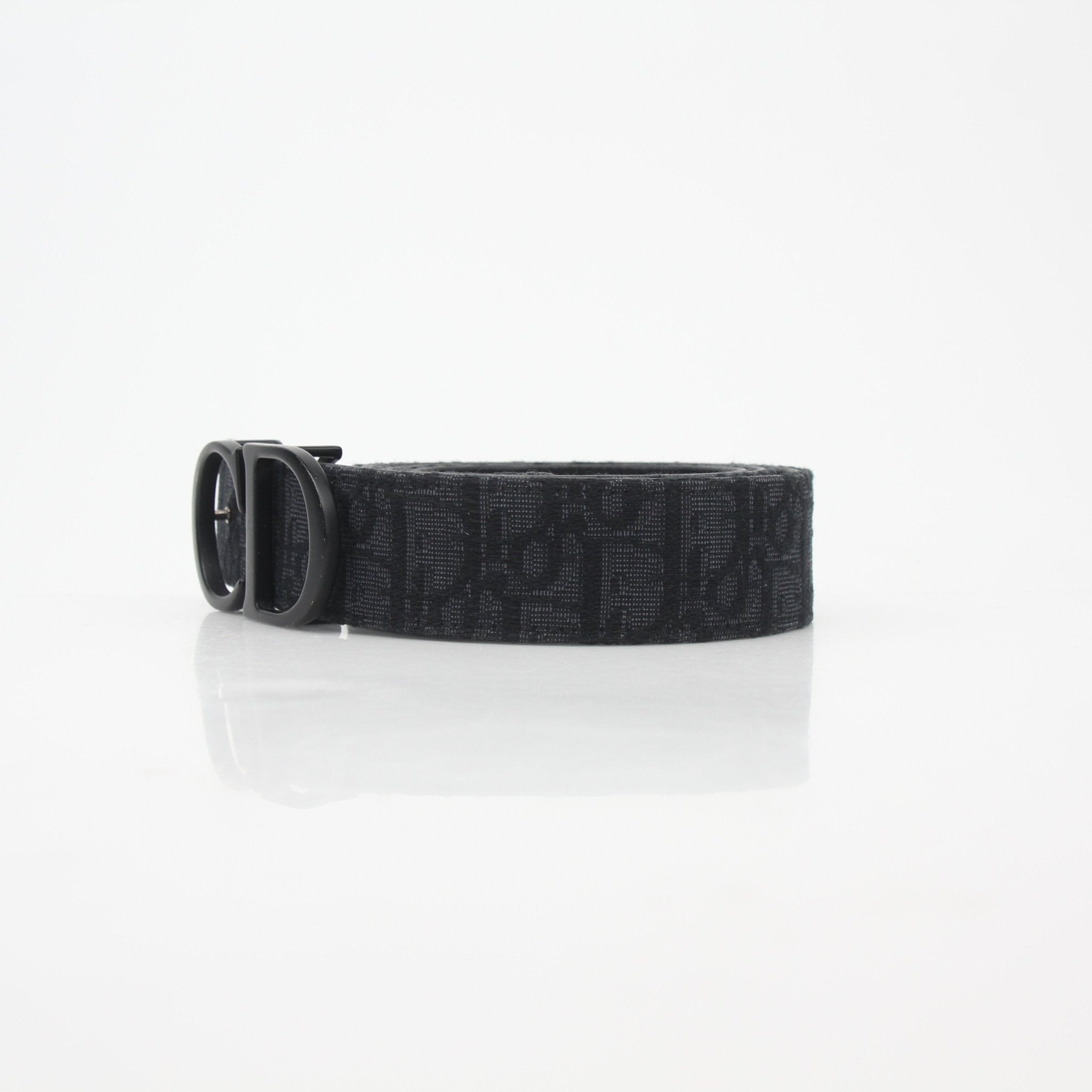 Christian Dior Black Oblique Jacquard CD Buckle Belt, luxury accessories with signature Dior monogram and sleek black design.