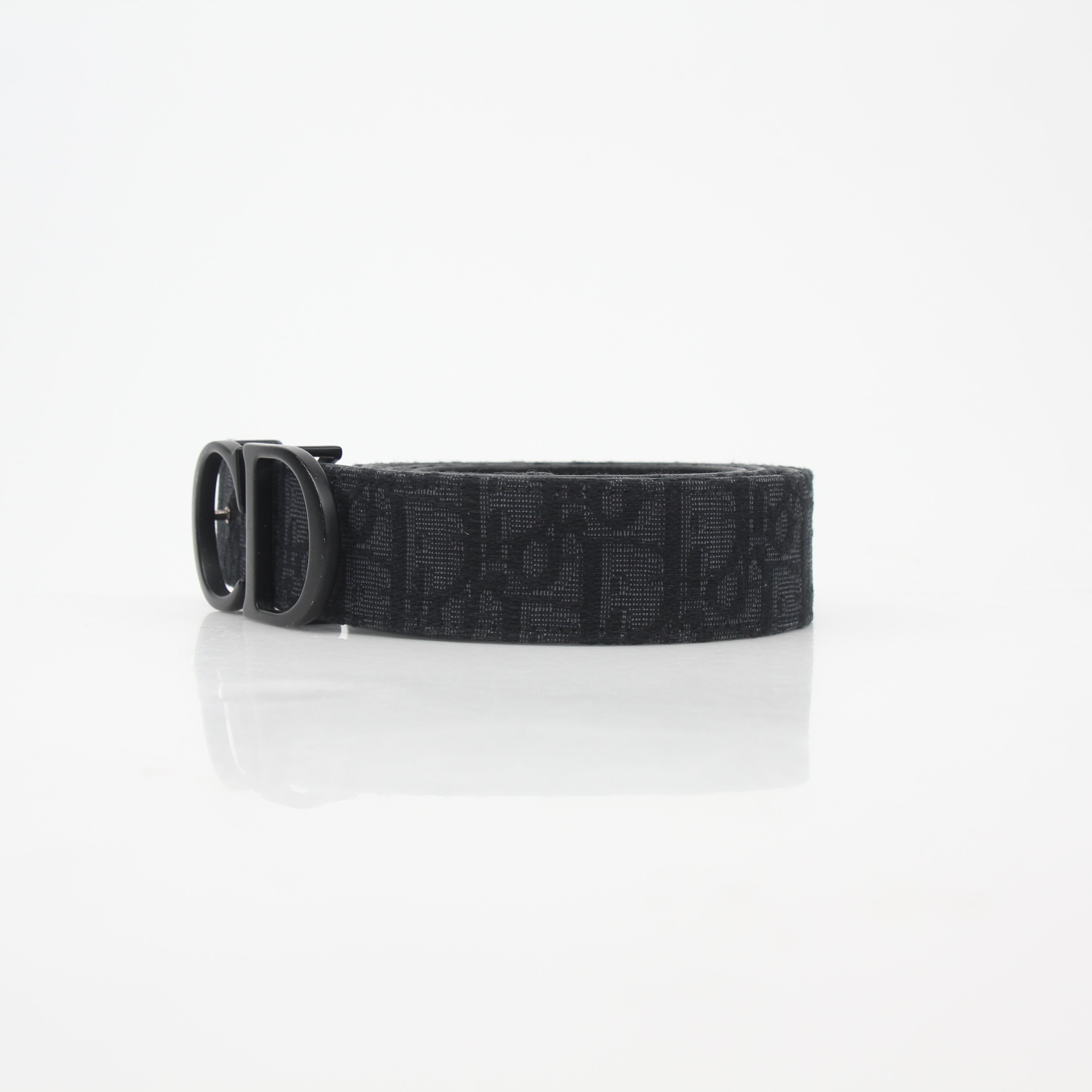 Christian Dior Black Oblique Jacquard CD Buckle Belt