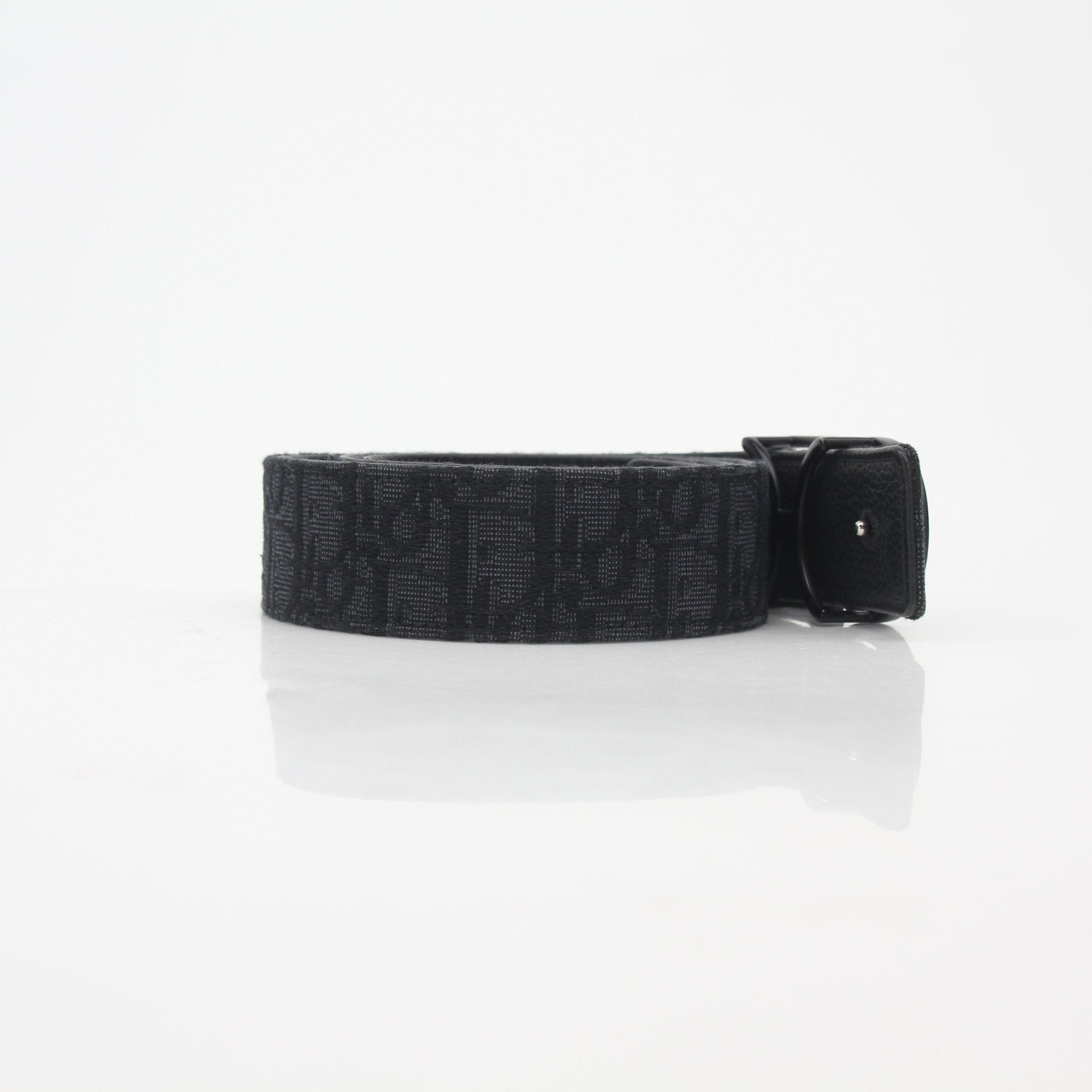 Christian Dior black Oblique jacquard CD buckle belt, luxury accessory with bold designer pattern and silver-tone hardware.