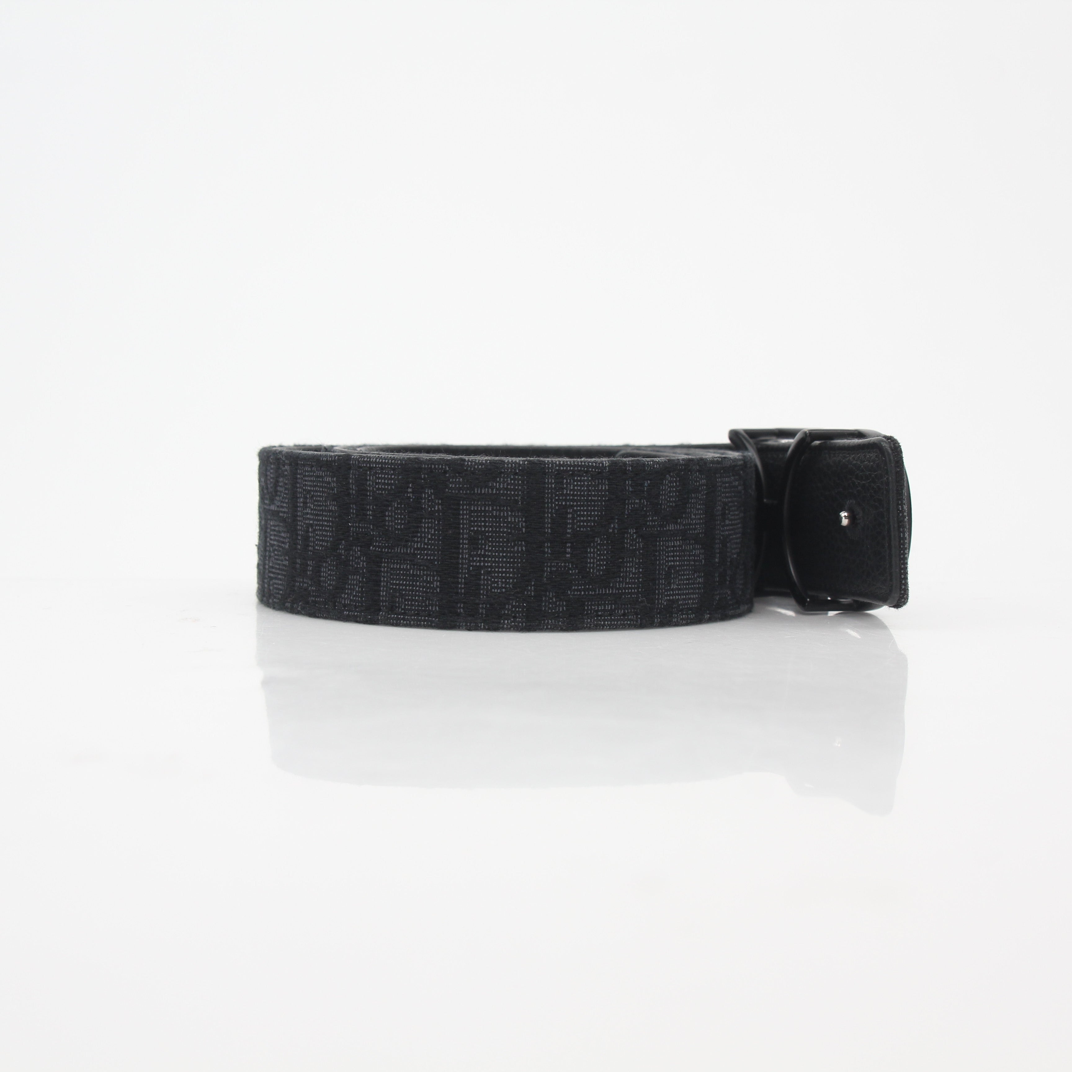 Christian Dior Black Oblique Jacquard CD Buckle Belt