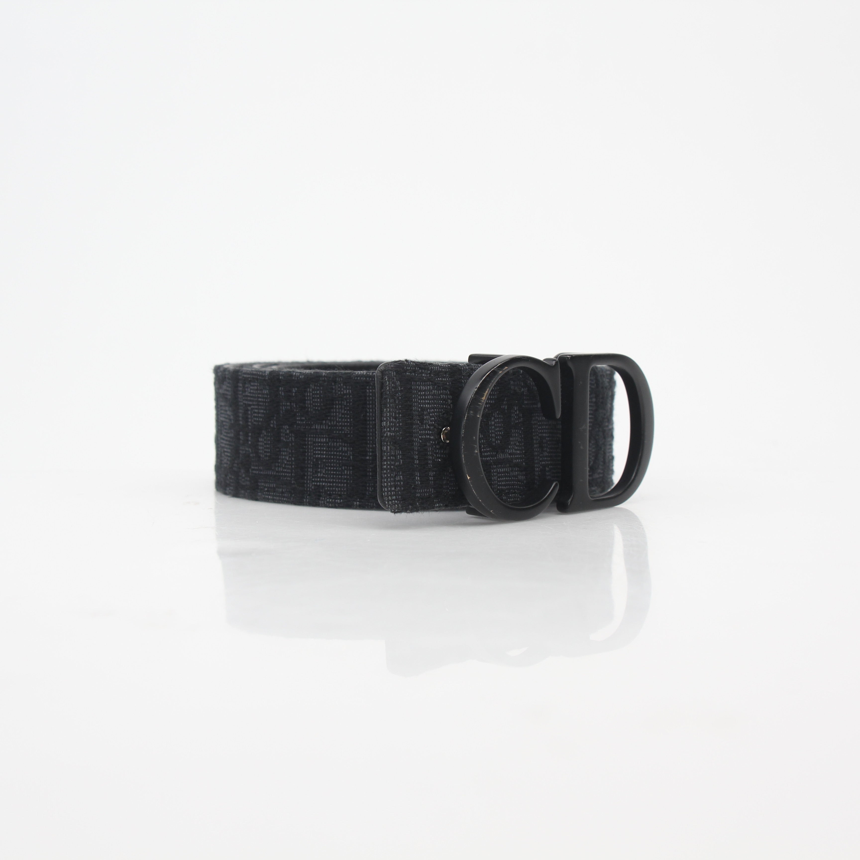 Christian Dior Black Oblique Jacquard CD Buckle Belt