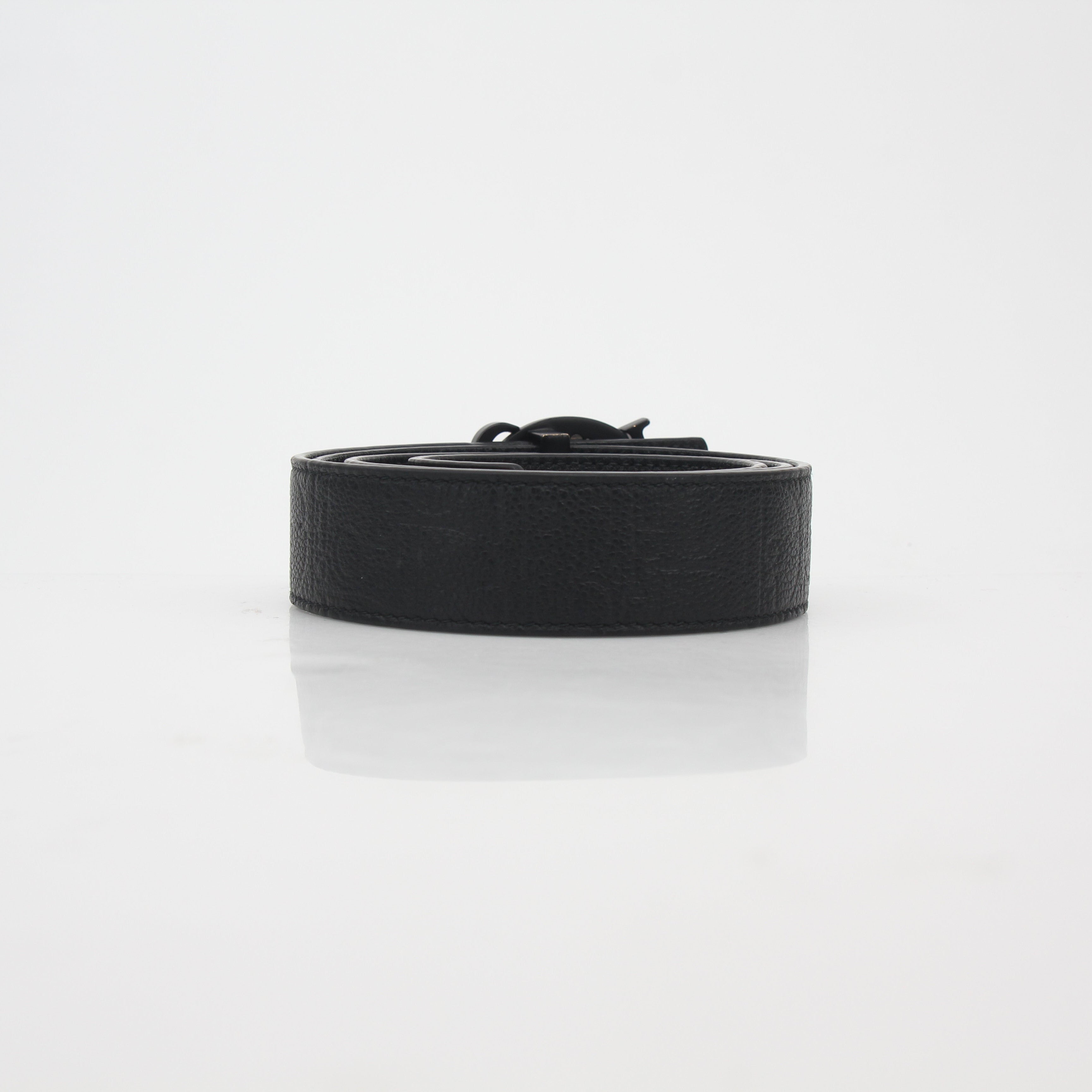 Christian Dior Black Leather Dior Signature Buckle Belt