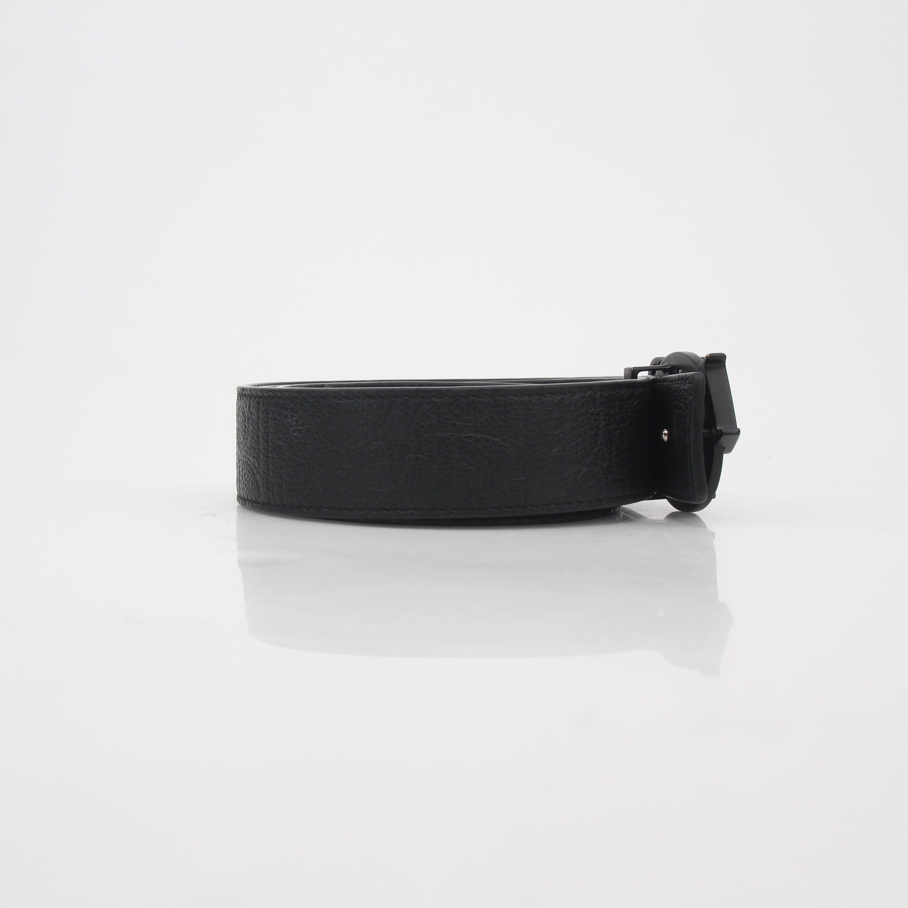 Christian Dior Black Leather Dior Signature Buckle Belt