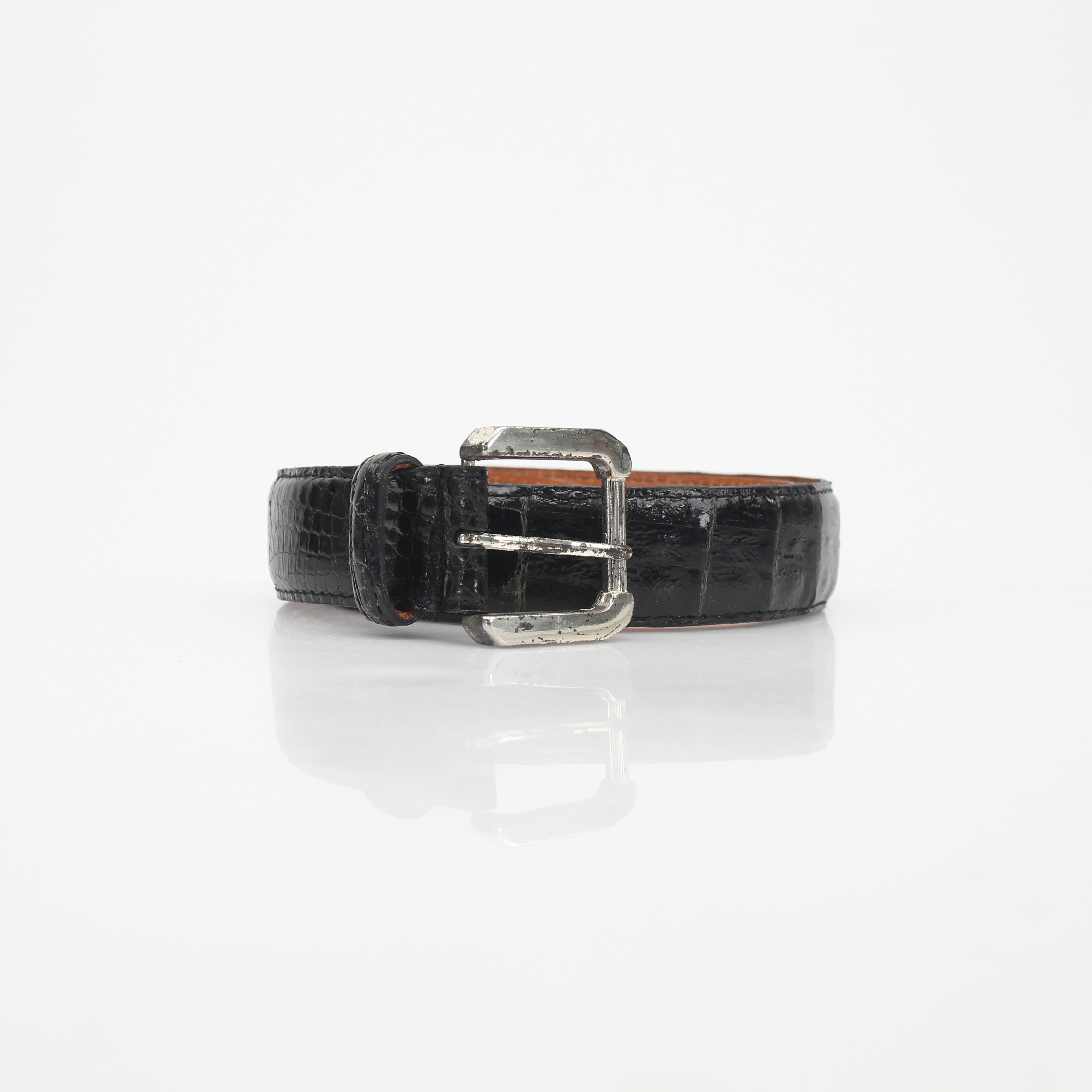 Christian Dior Black Genuine Alligator Classic Belt