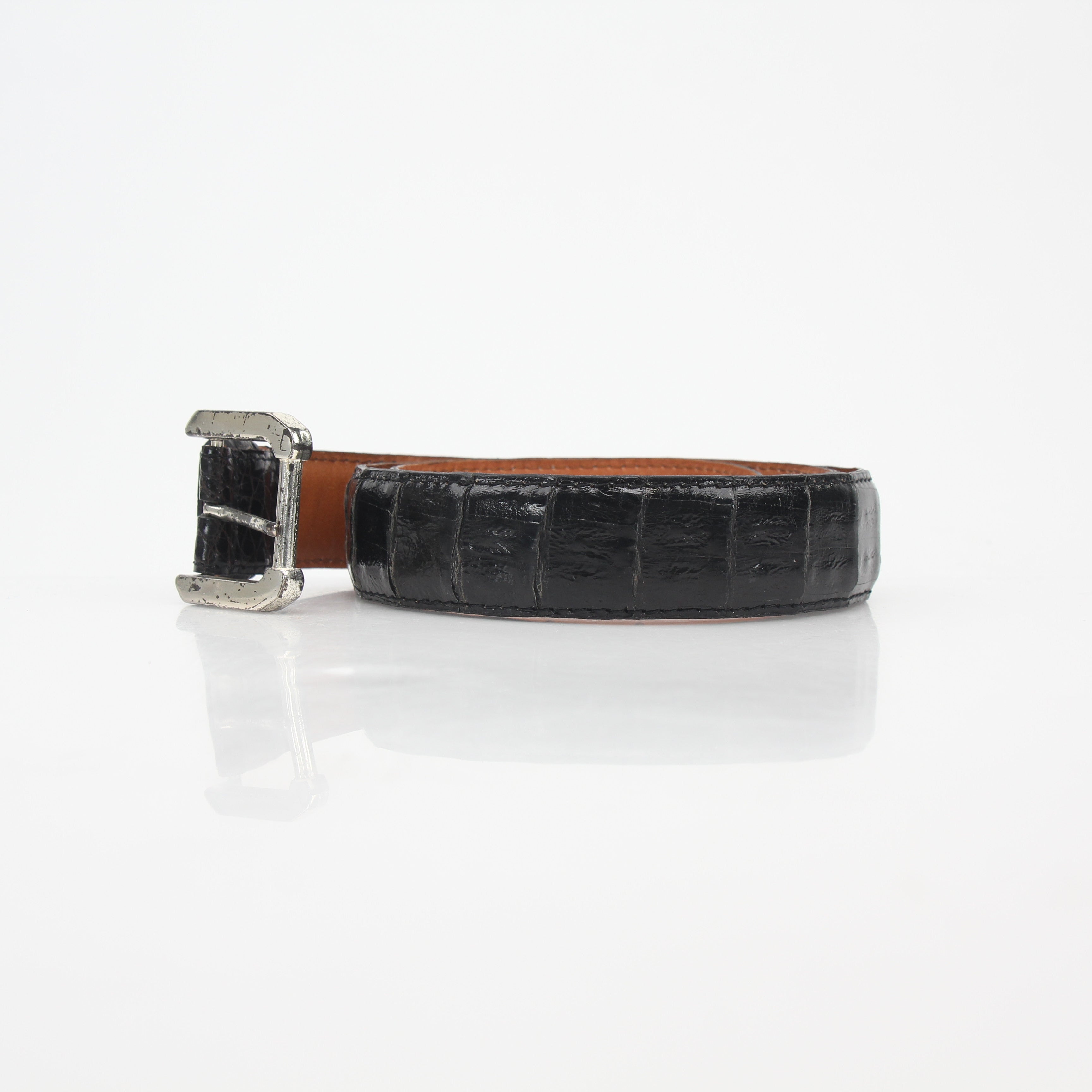 Christian Dior Black Genuine Alligator Classic Belt